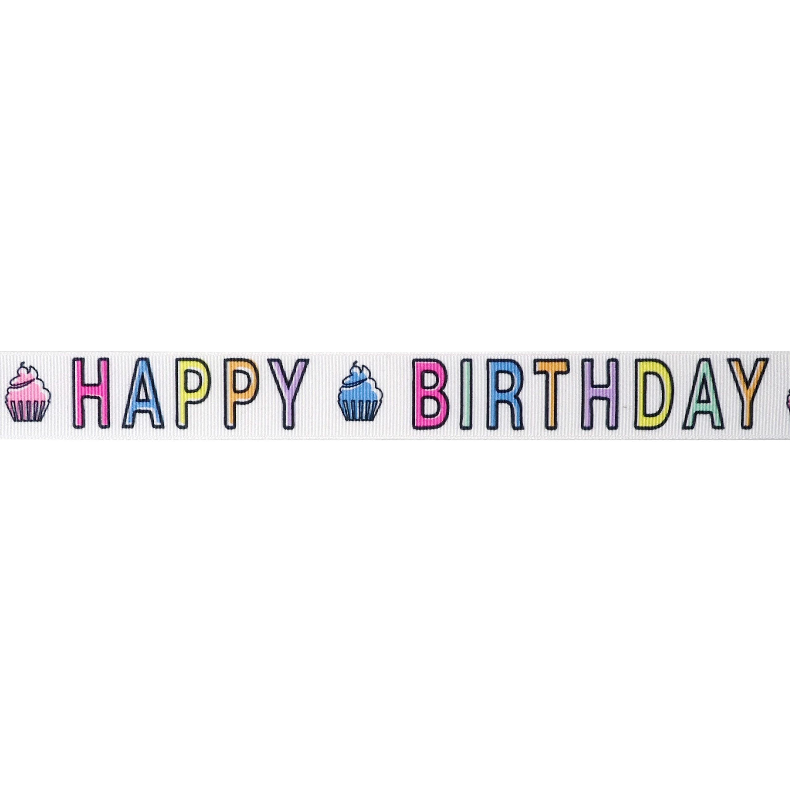 7/8" x 5yd. Grosgrain Happy Birthday Ribbon by Celebrate It® - Image 3