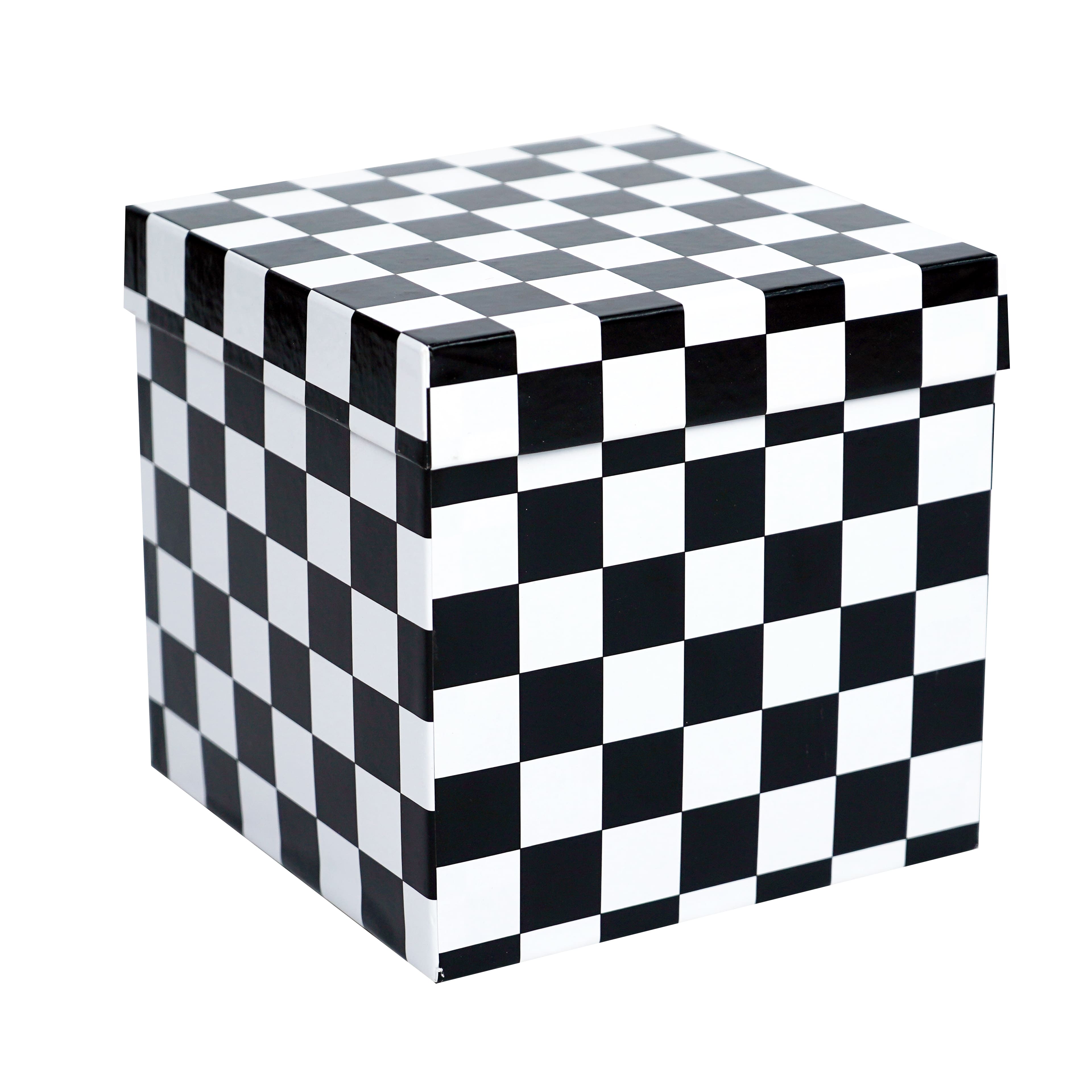 6" Black & White Checker Cube Gift Box by Celebrate It™
