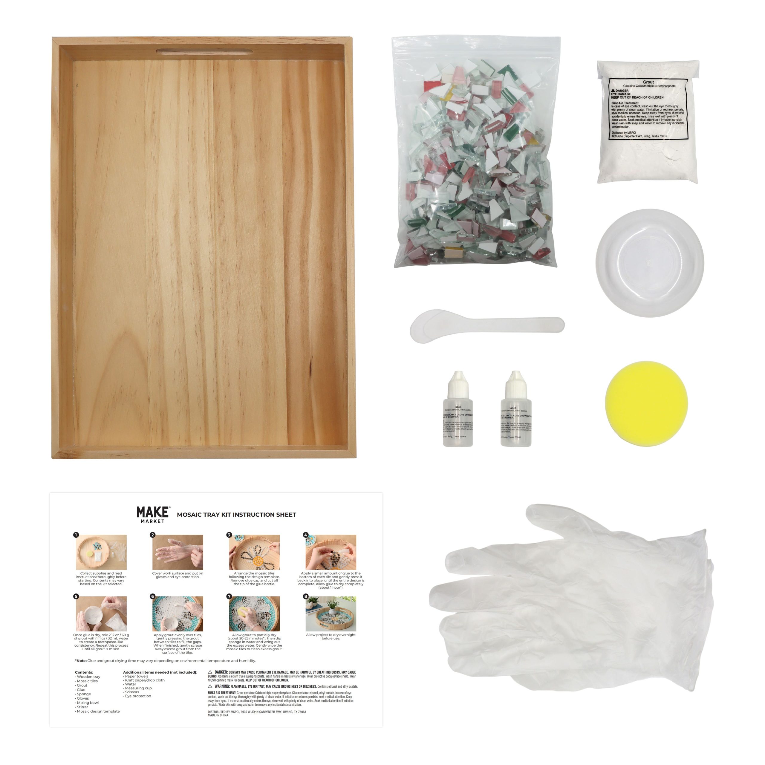 10" x 14" Pink Flowers Mosaic Tray Kit by Make Market® - Image 2