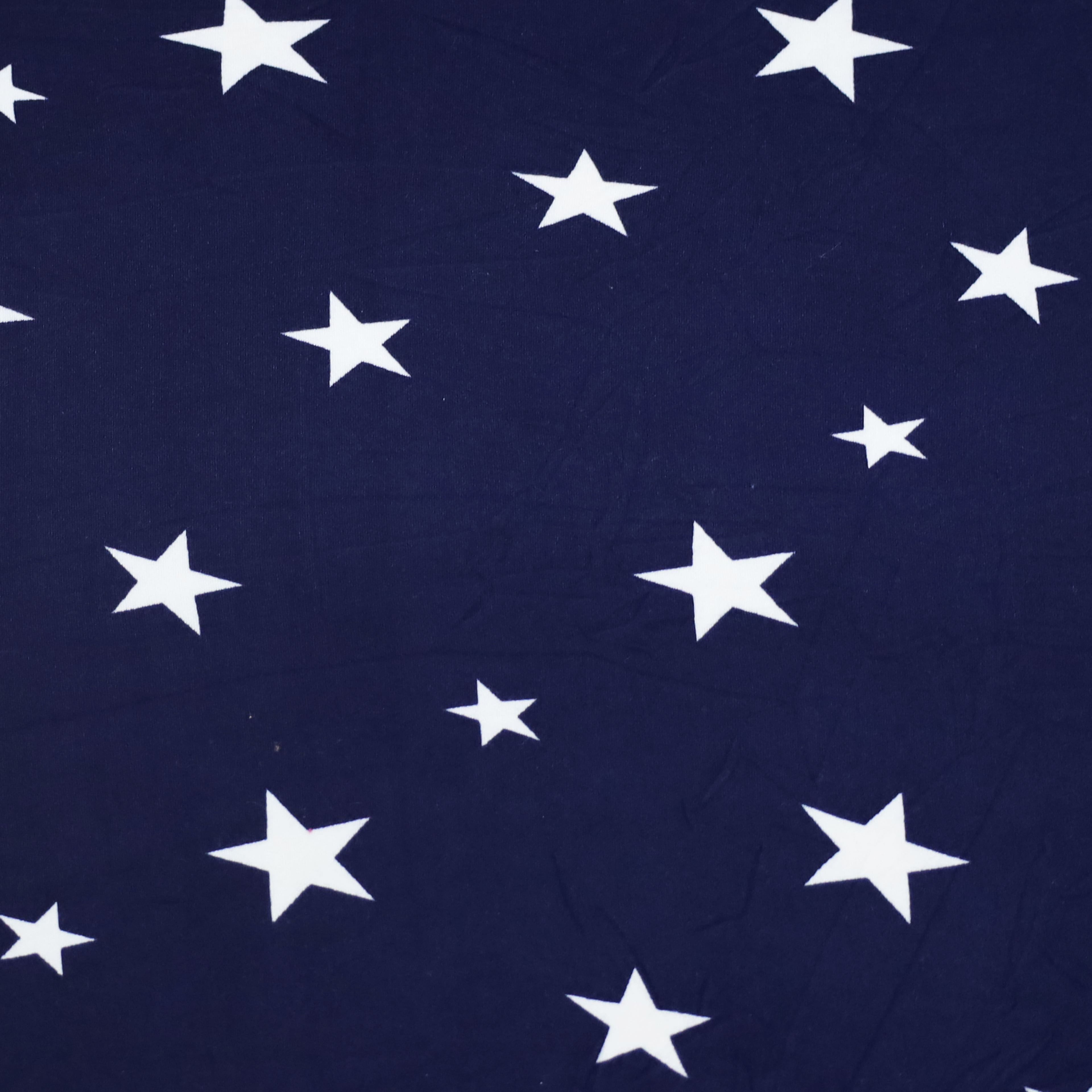 Fabric Merchants Stars on Blue Double Brushed Stretch Fabric
