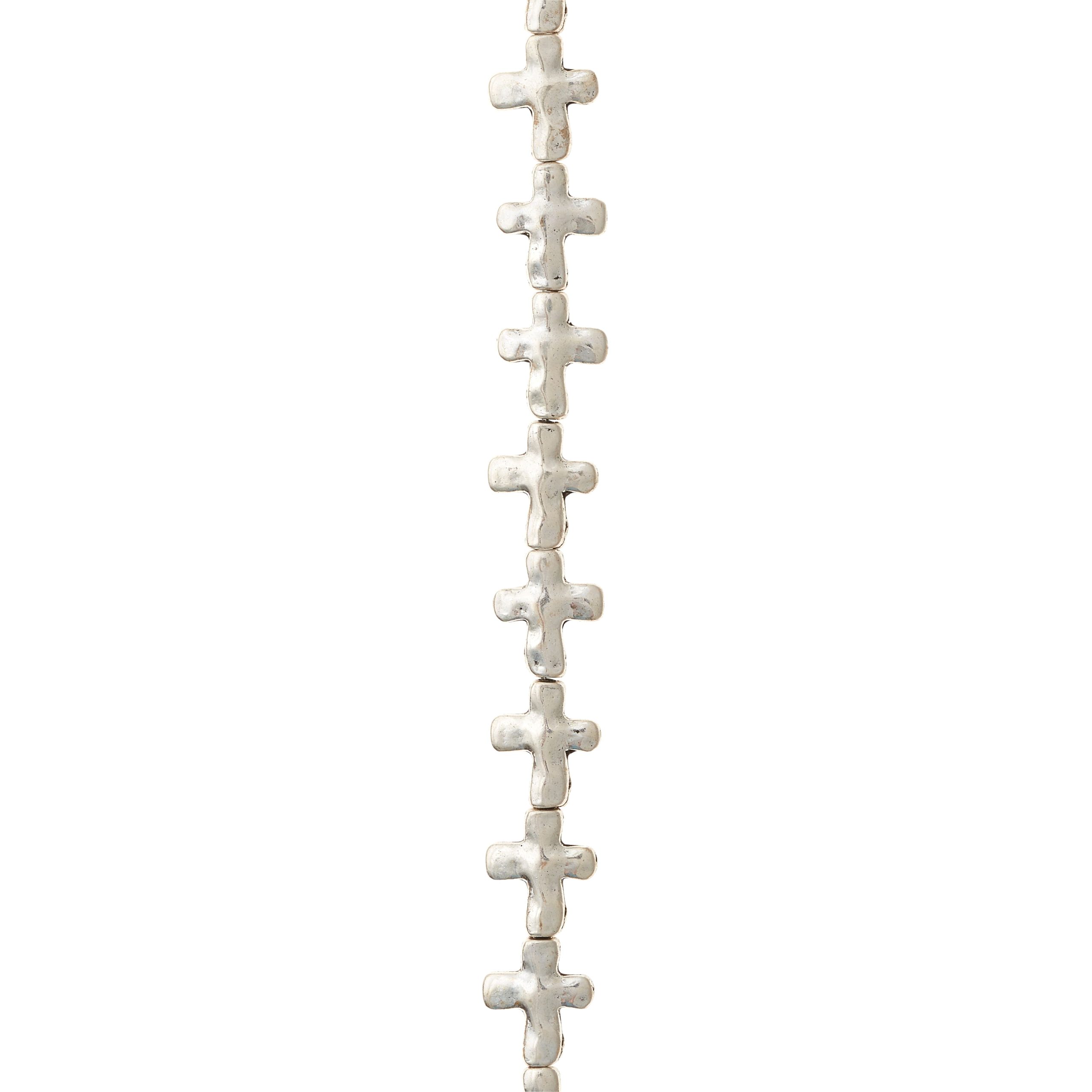Silver Plated Wavy Metal Cross Beads, 13mm by Bead Landing™