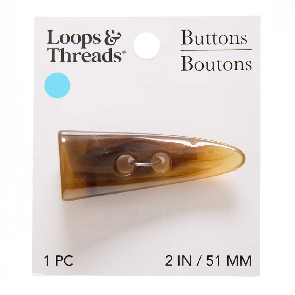 51mm Brown Marble Shark Tooth-Shaped Button by Loops & Threads®