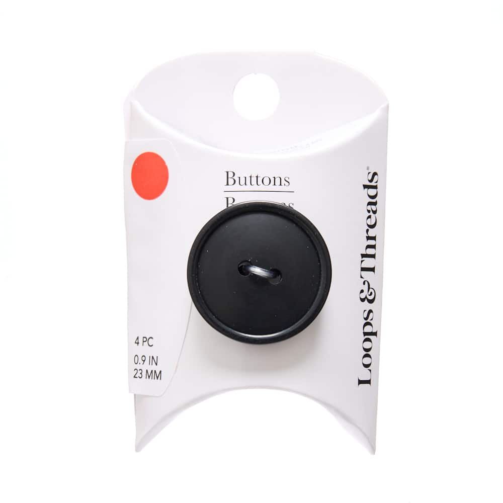 23mm Black Rimmed Round Buttons, 4ct. by Loops & Threads®