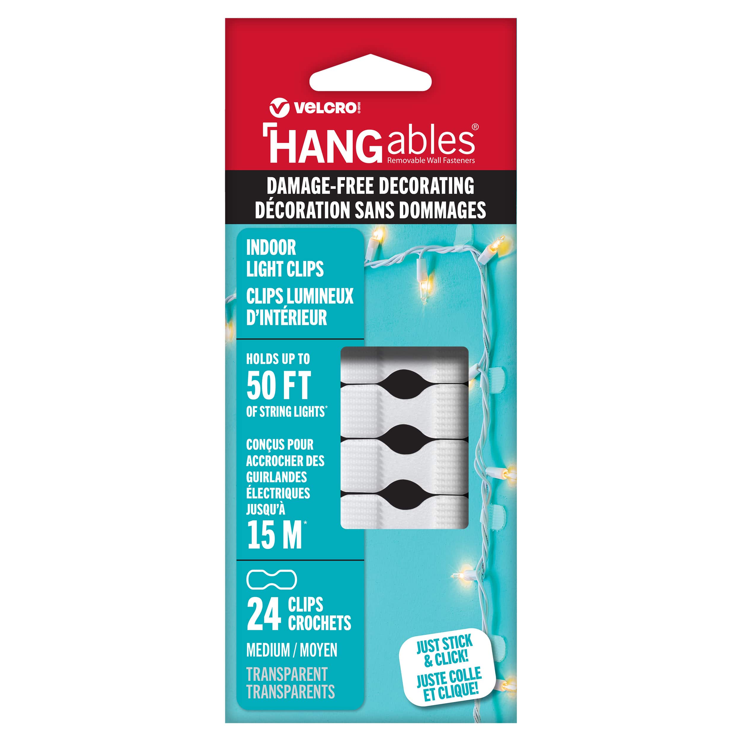 VELCRO® Brand HANGables® Medium Indoor Light Clips, 24ct.