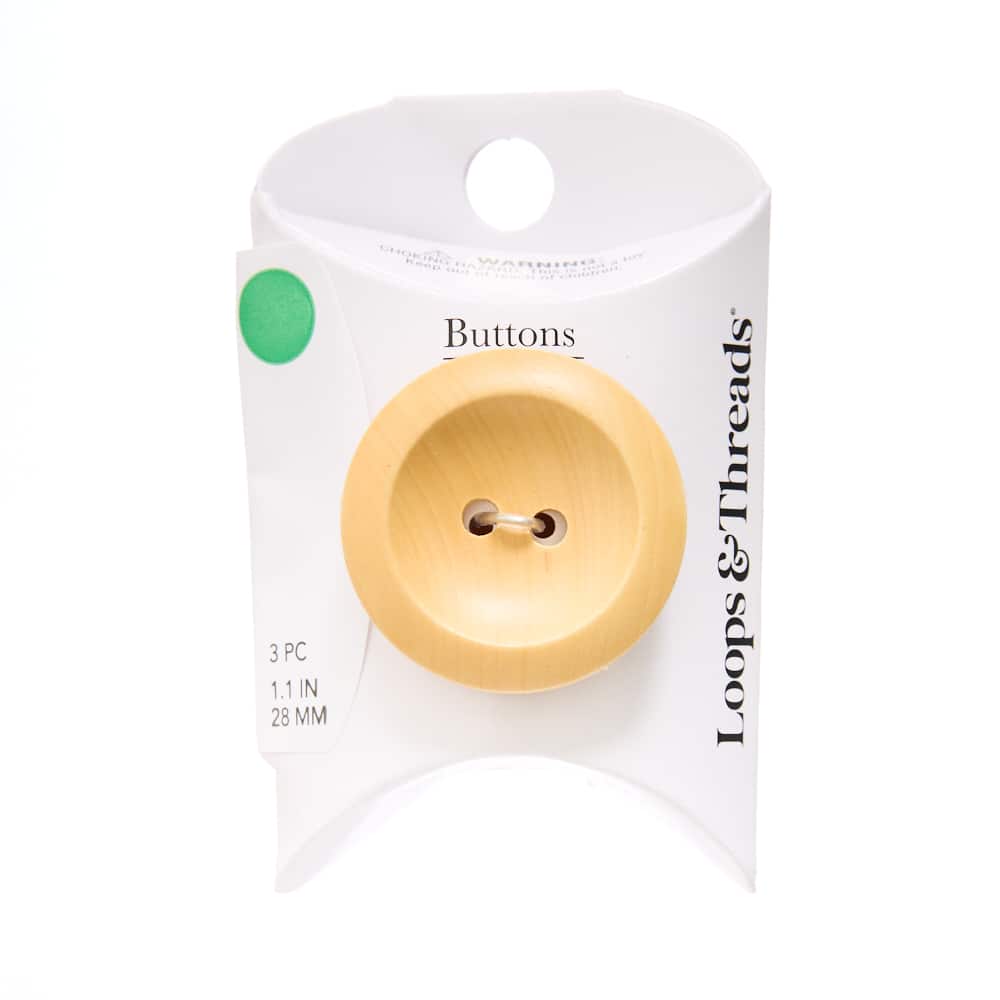 28mm Round Olive Wood Buttons, 3ct. by Loops & Threads®