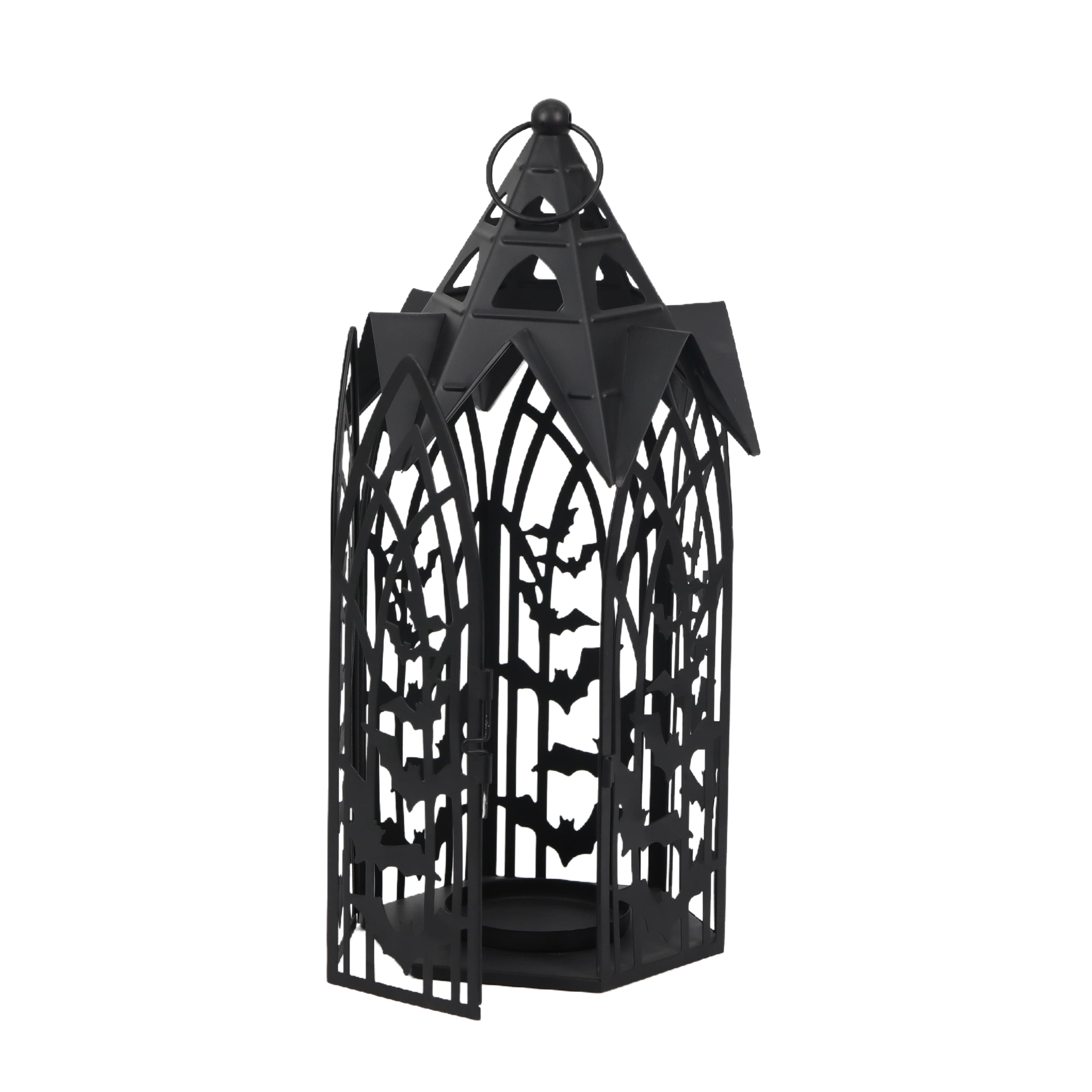 Black Metal Bats Pillar Candle Lantern by Ashland®