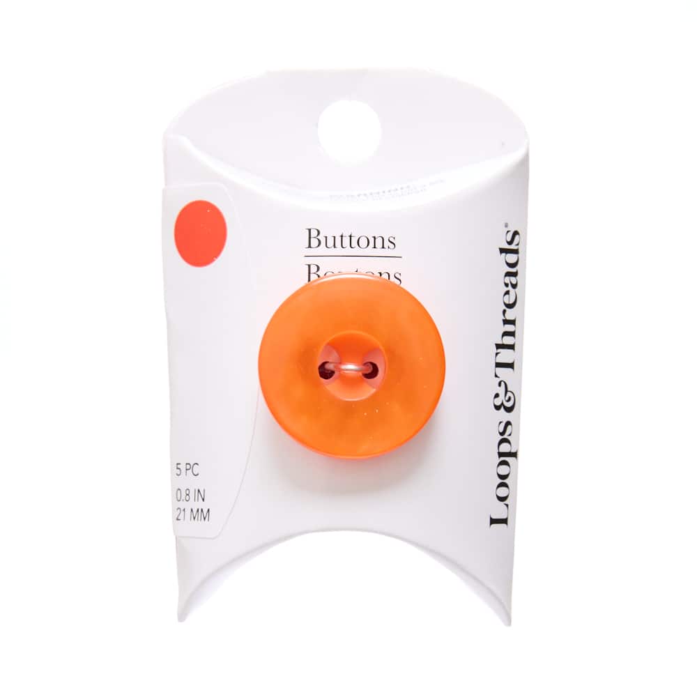 21mm Pearl Orange Round Buttons, 5ct. by Loops & Threads®