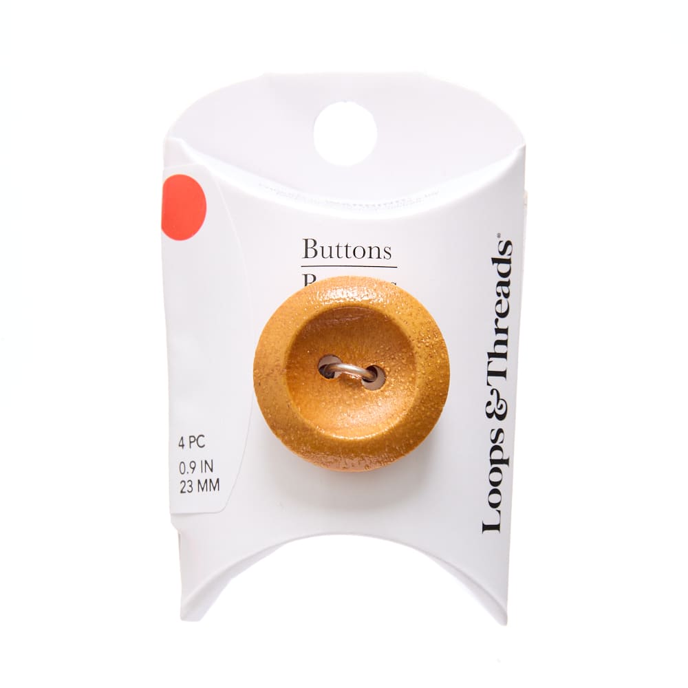 23mm Light Brown Round Wood Buttons, 4ct. by Loops & Threads®