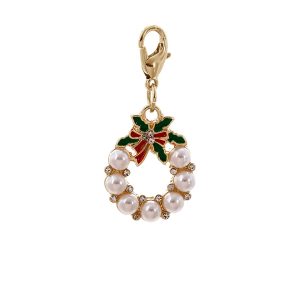 Crystal & Pearl Christmas Wreath Charm by Bead Landing™