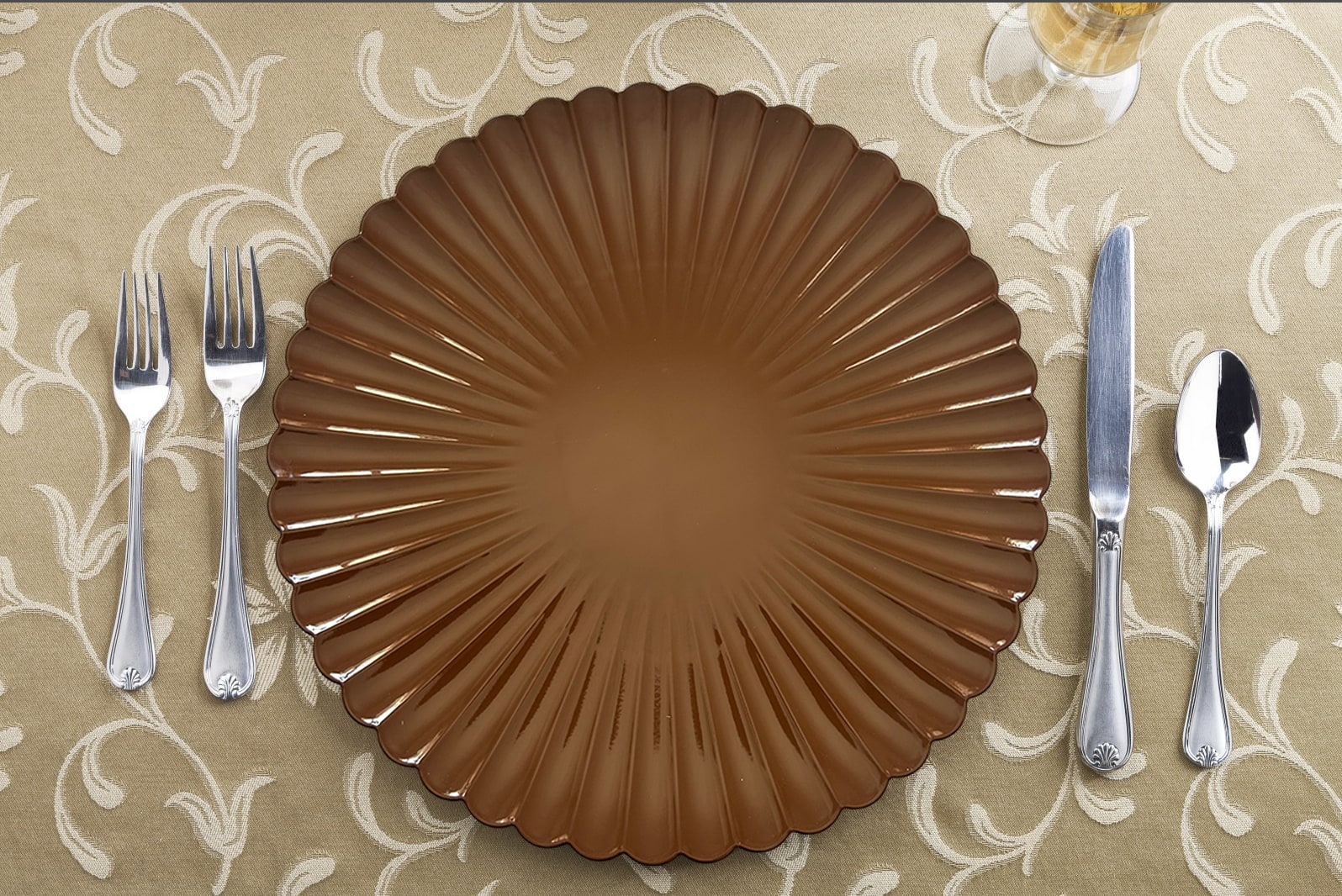 13" Thanksgiving Brown Scalloped Chargers, 4ct. by Celebrate It™ - Image 2
