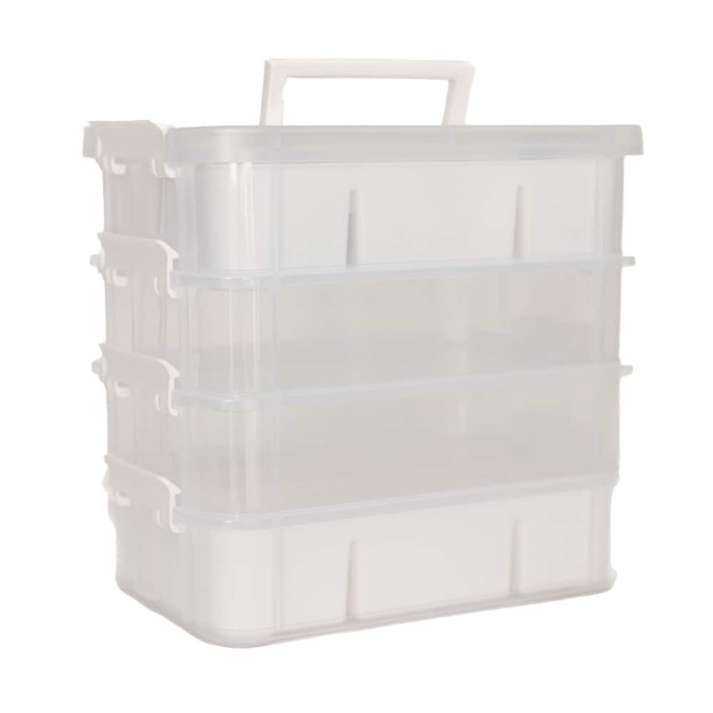 Everything Mary Clear 4-Tier Stackable Craft Storage Box with Handle
