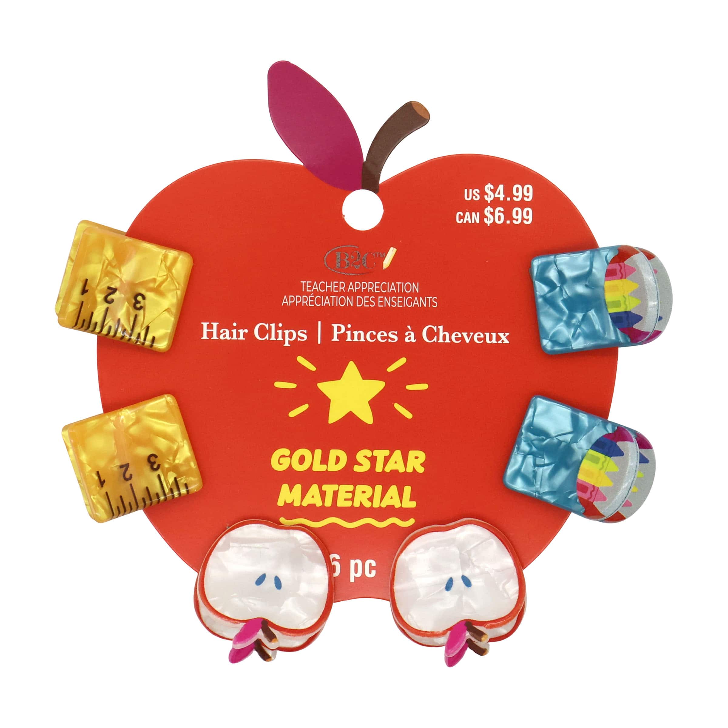 Teacher Hair Clips, 6ct. by B2C™ - Image 3