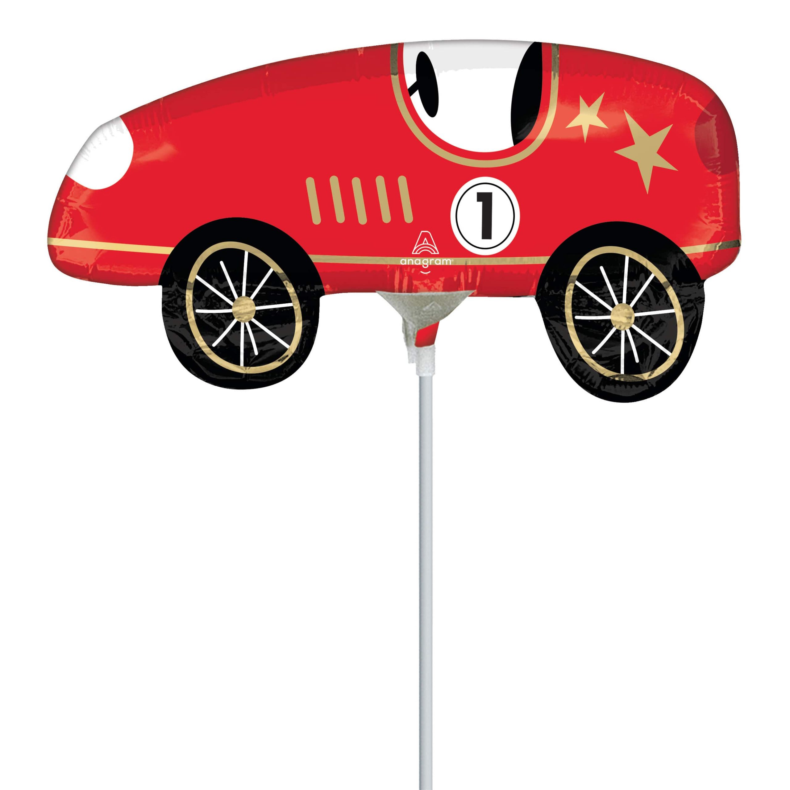 14" Race Cars Foil Stick Balloon