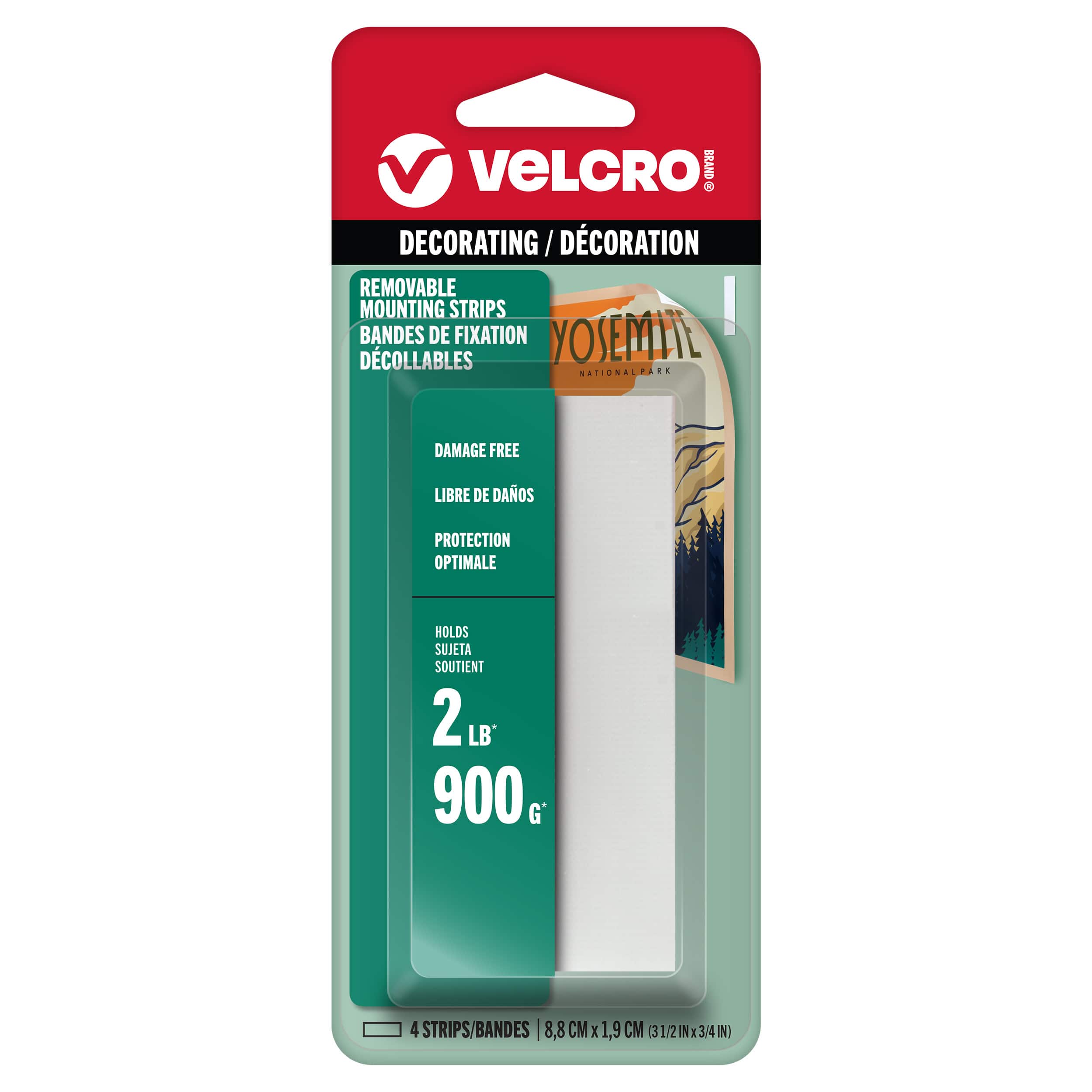 VELCRO® Brand 0.75" x 3.5" Removable Decorating Mounting Strips, 4ct.