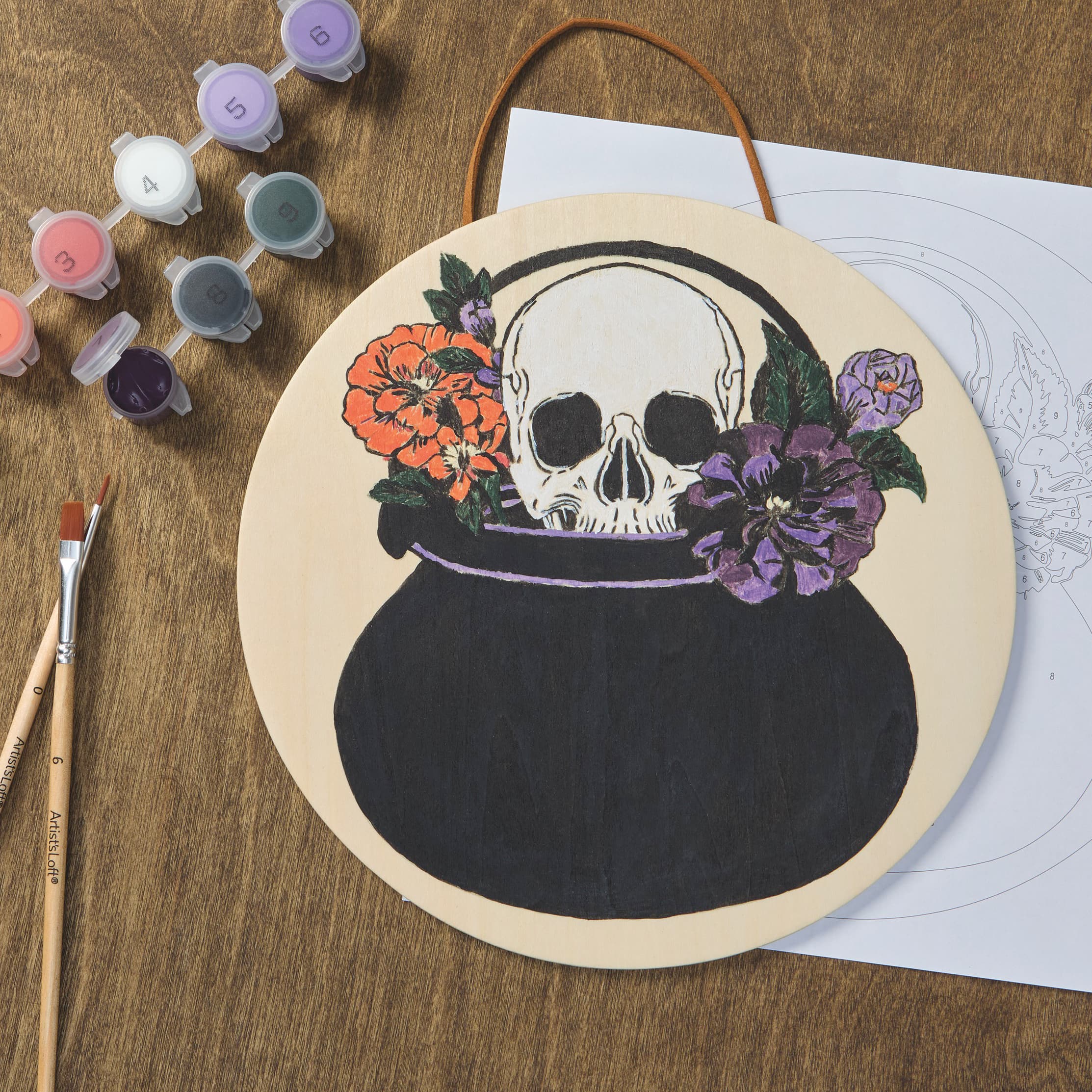 8" Skull Paint-by-Number Plywood Surface Kit by Artist's Loft®