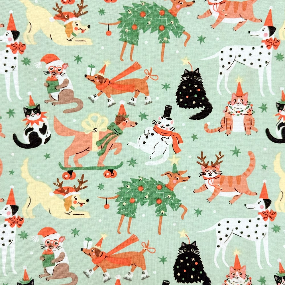 Northcott Festive Pets Cotton Quilting Fabric