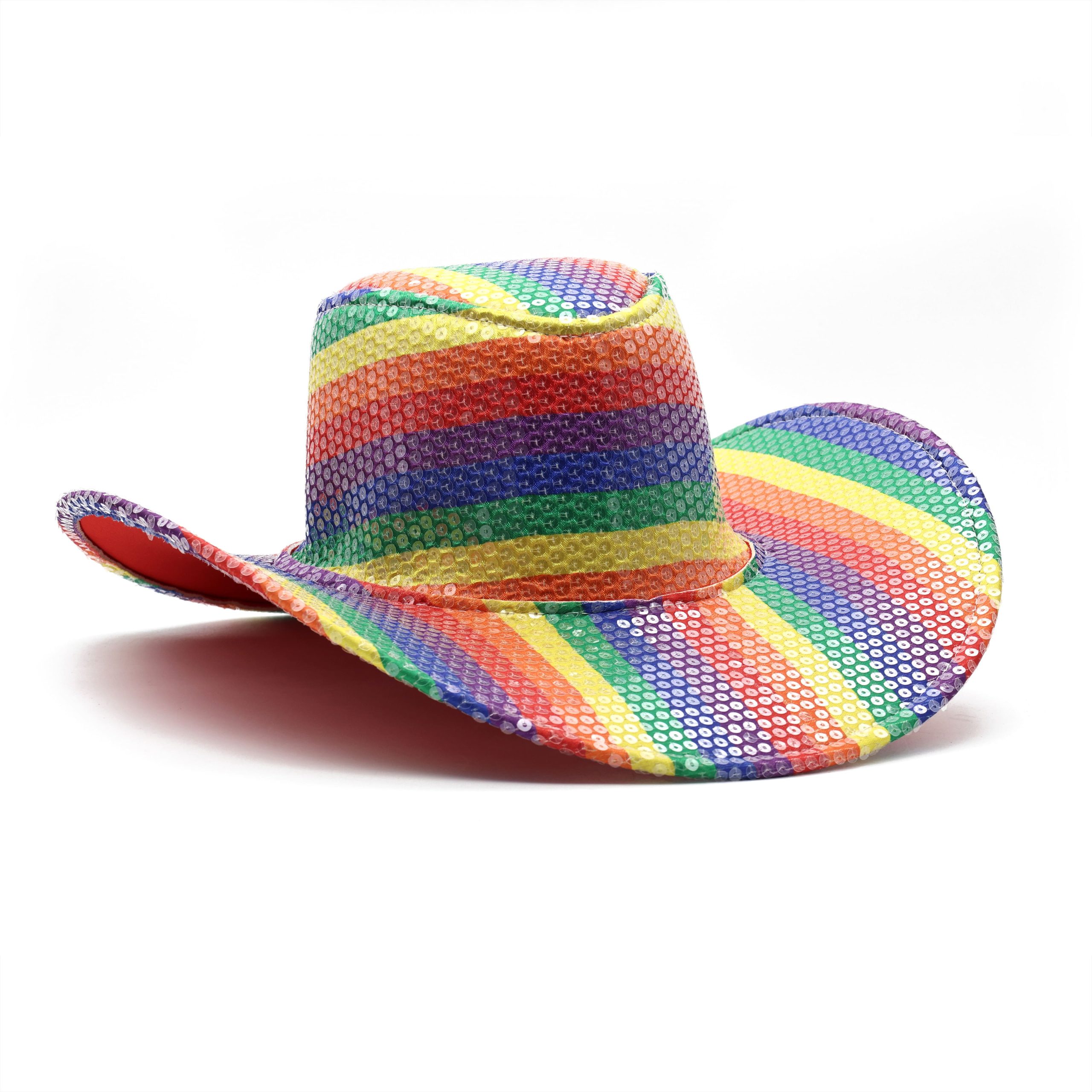 Pride Rainbow Stripes & Sequins Adult Cowboy Hat by Celebrate It™ - Image 2
