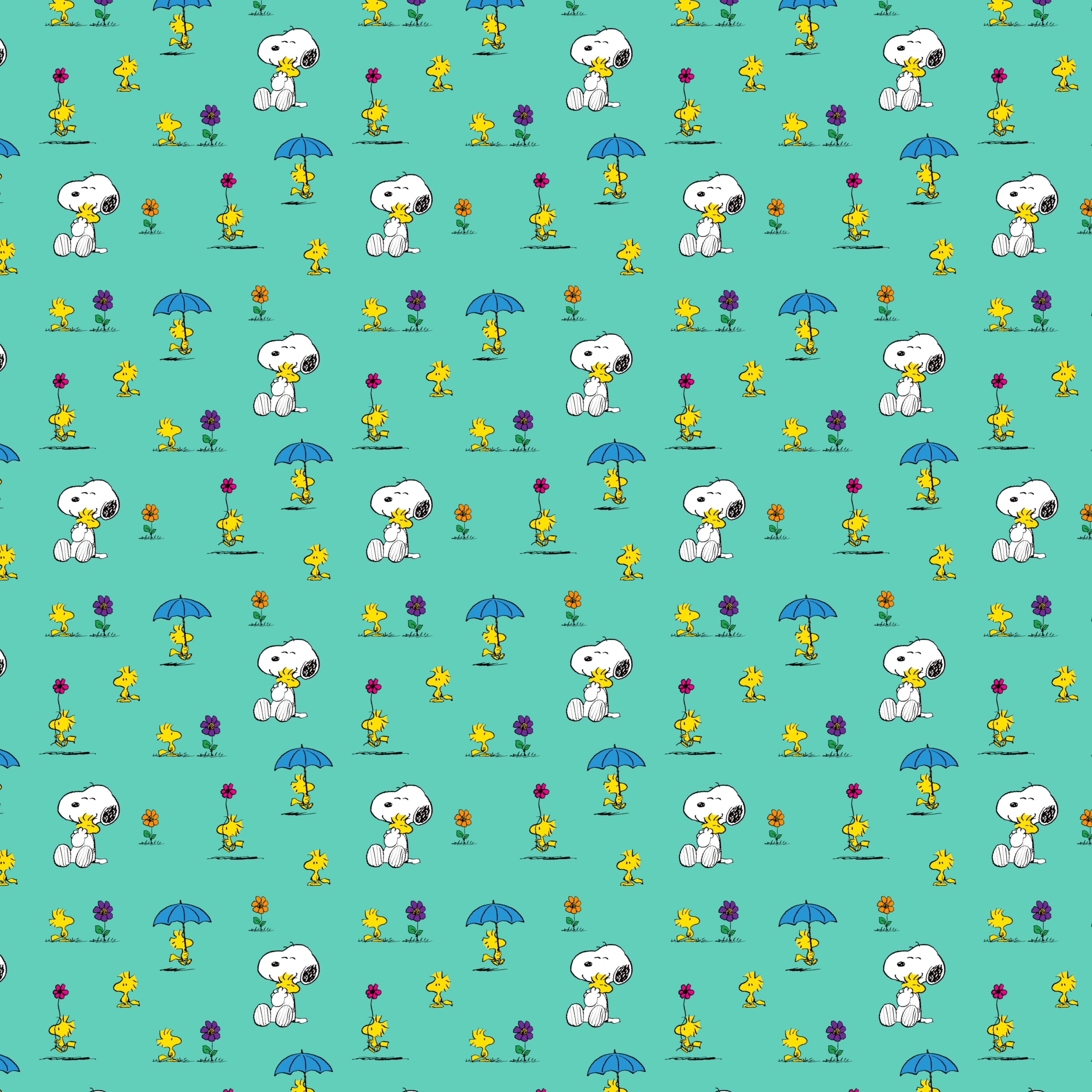 Peanuts® Snoopy & Woodstock Teal Cotton Fabric
