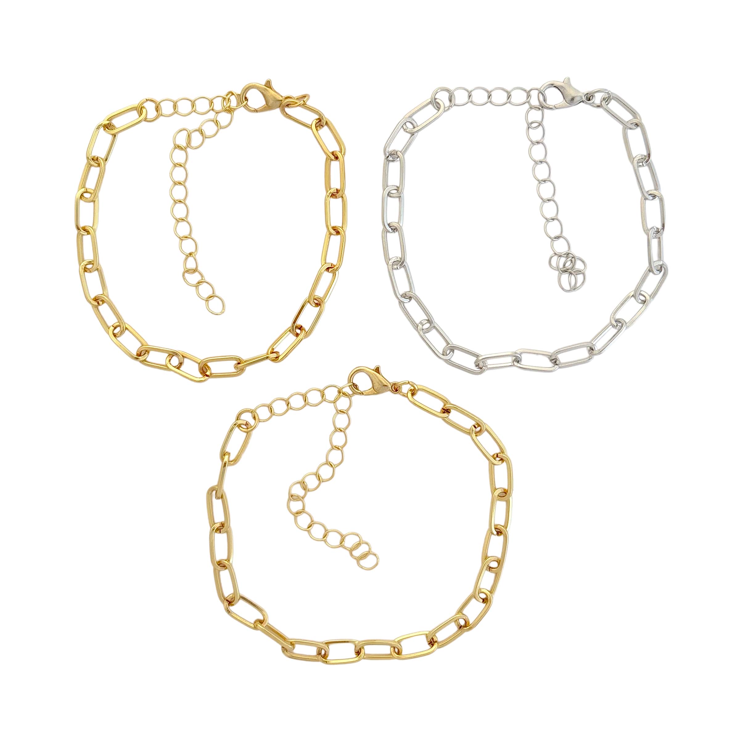 Charmed Bar Gold & Rhodium Paperclip Chain Bracelets, 3ct. by Bead Landing™