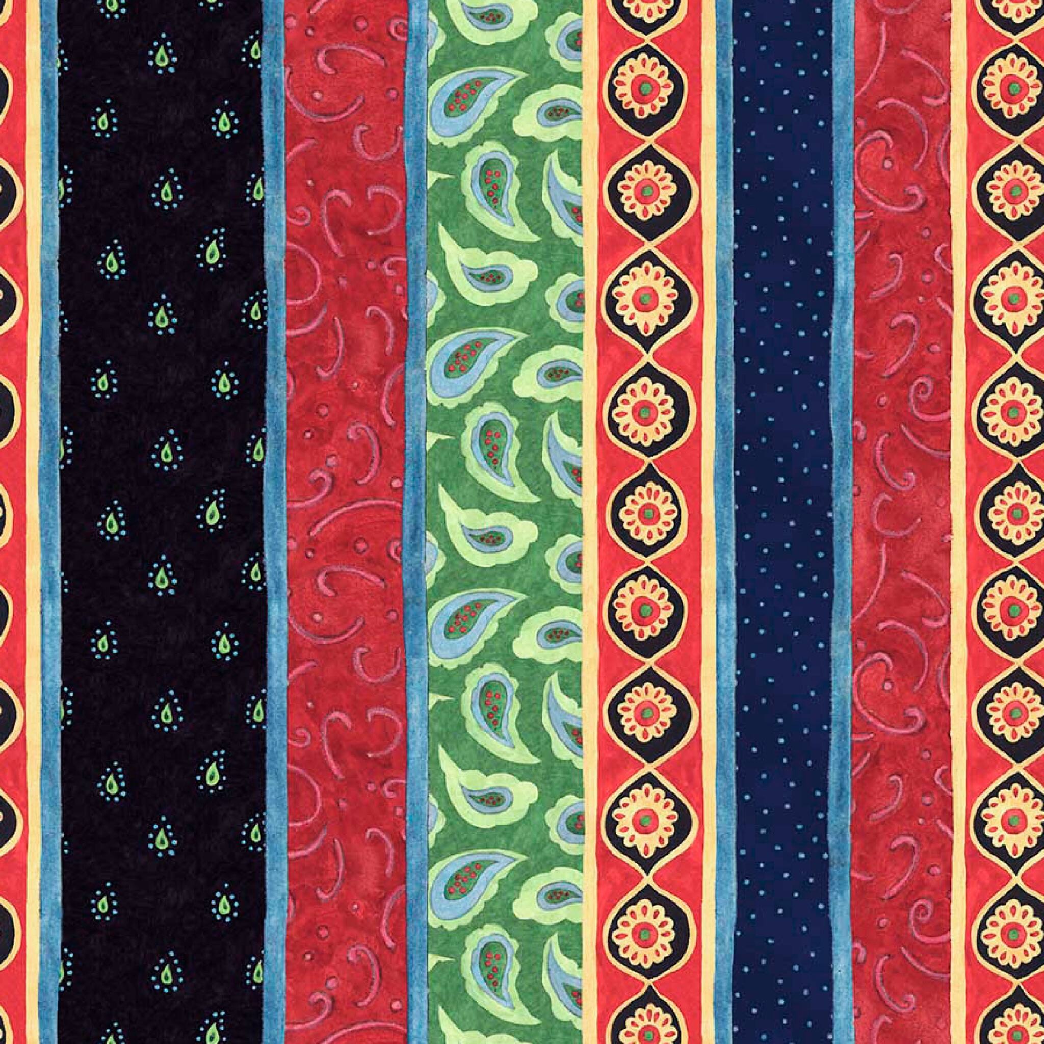 Susan Winget Calico Red Stripe Cotton Fabric