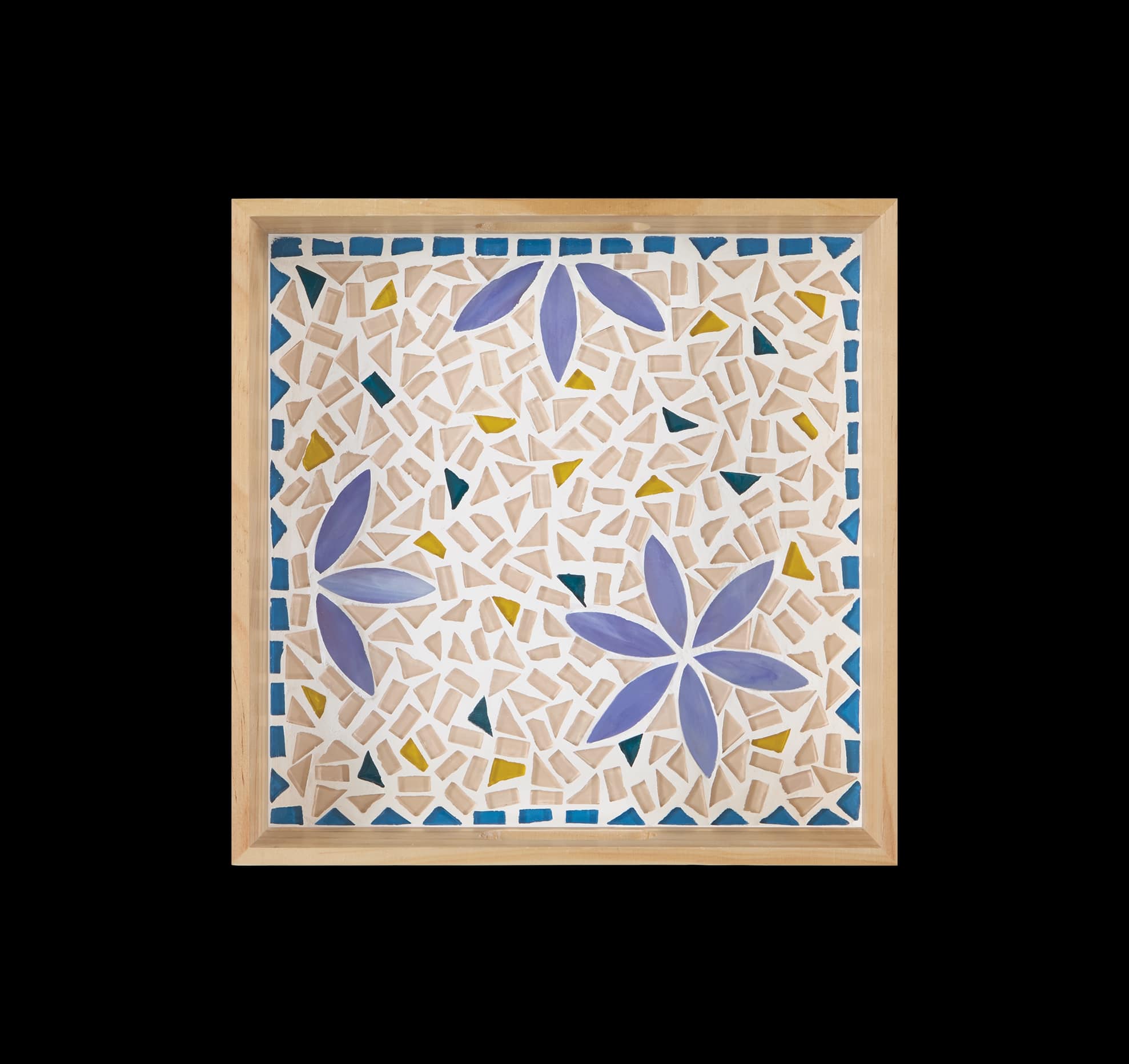 10" x 10" Indigo Flowers Mosaic Tray Kit by Make Market® - Image 3