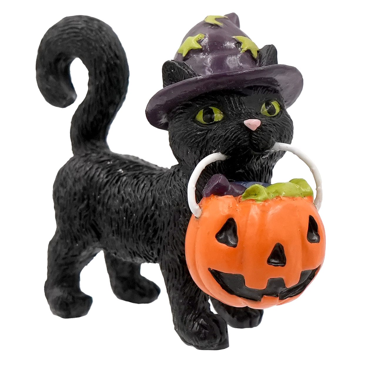 Mini Black Cat with Hat & Jack-o'-Lantern Bucket by Ashland®