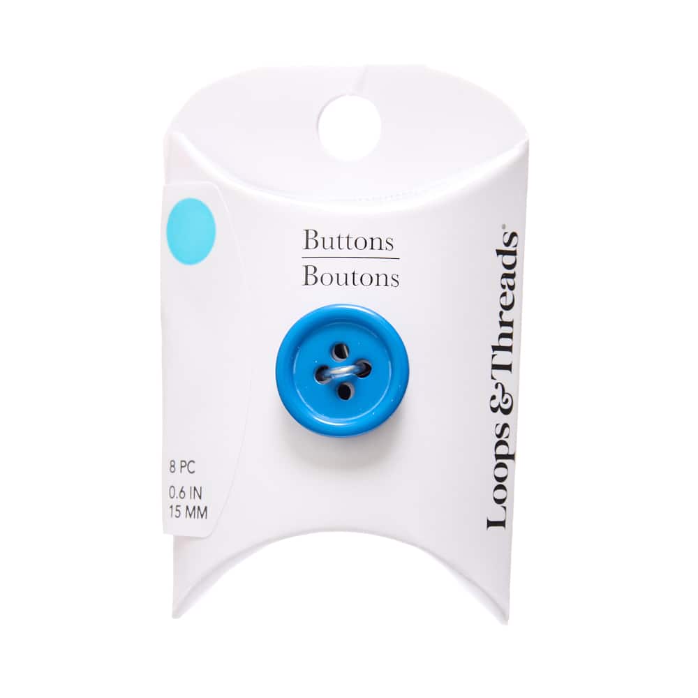 15mm Mid-Blue Round Rimmed Suit Buttons, 8ct. by Loops & Threads®