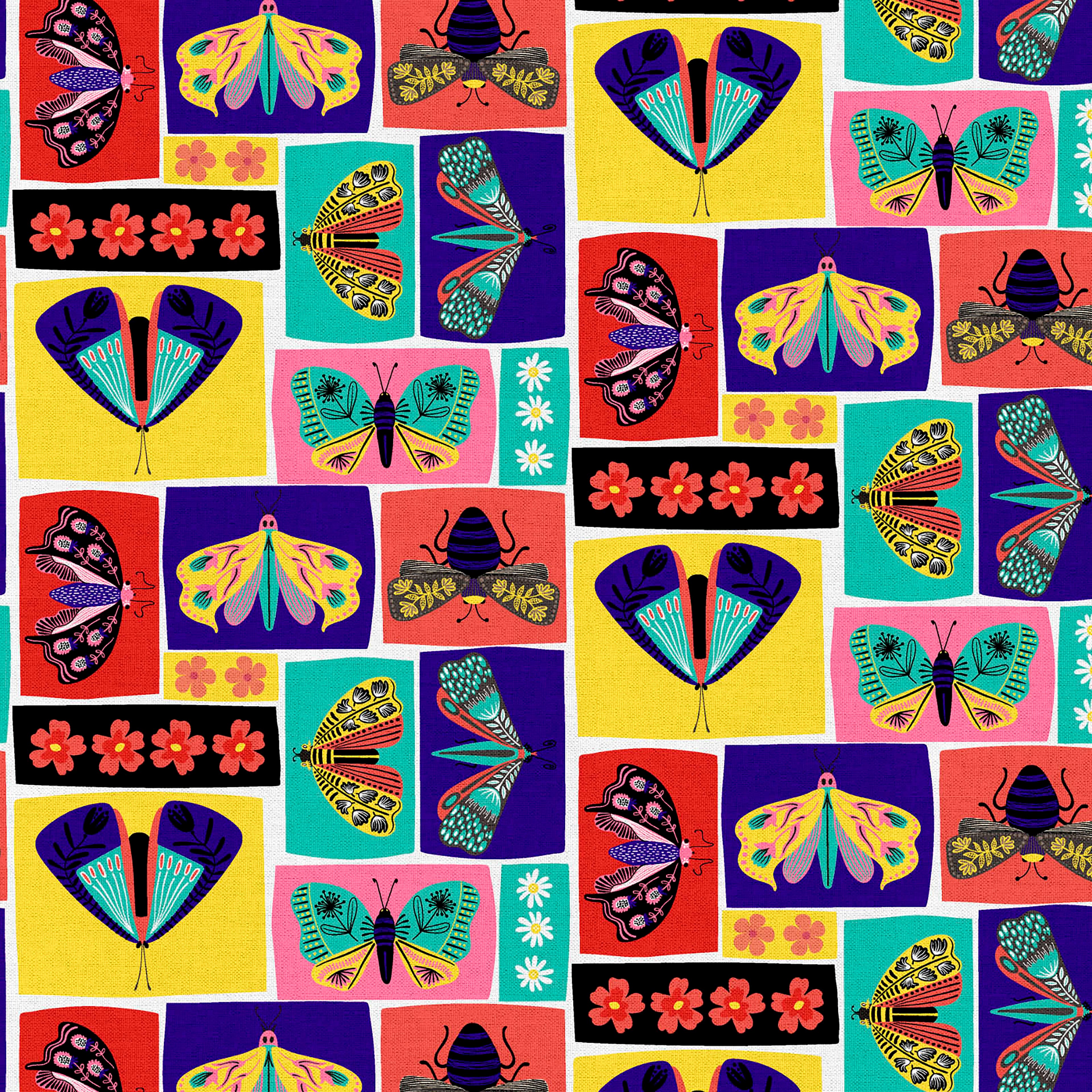 Fabric Editions Multicolor Bug Out Patch Cotton Fabric