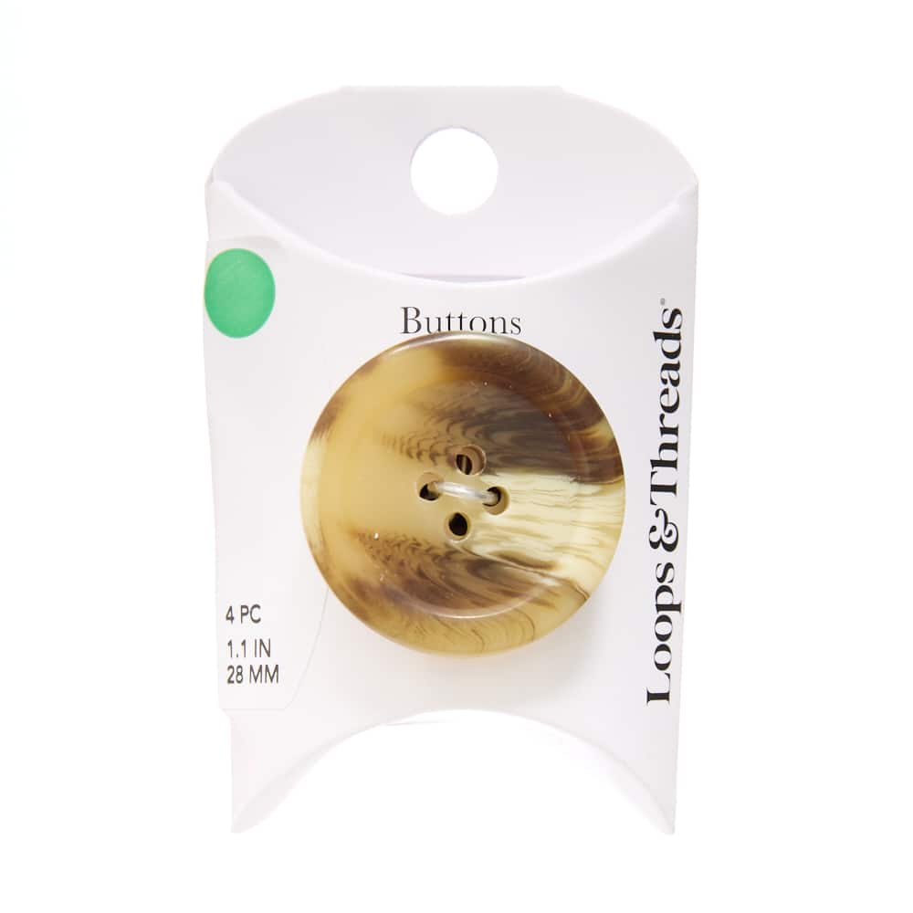 28mm Round Marbled Cream Buttons, 4ct. by Loops & Threads®