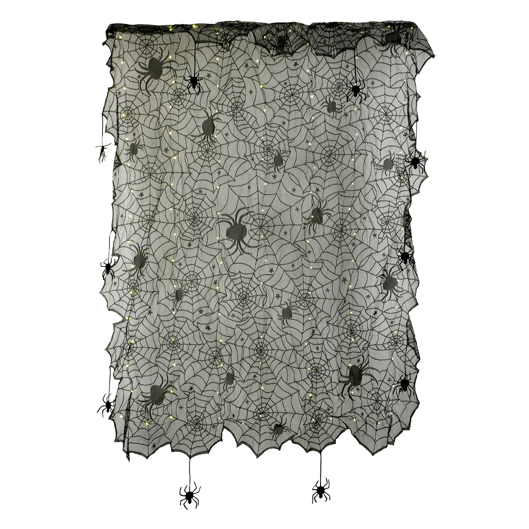 Black Spiderweb Warm White LED Lighted Curtain Décor by Ashland®