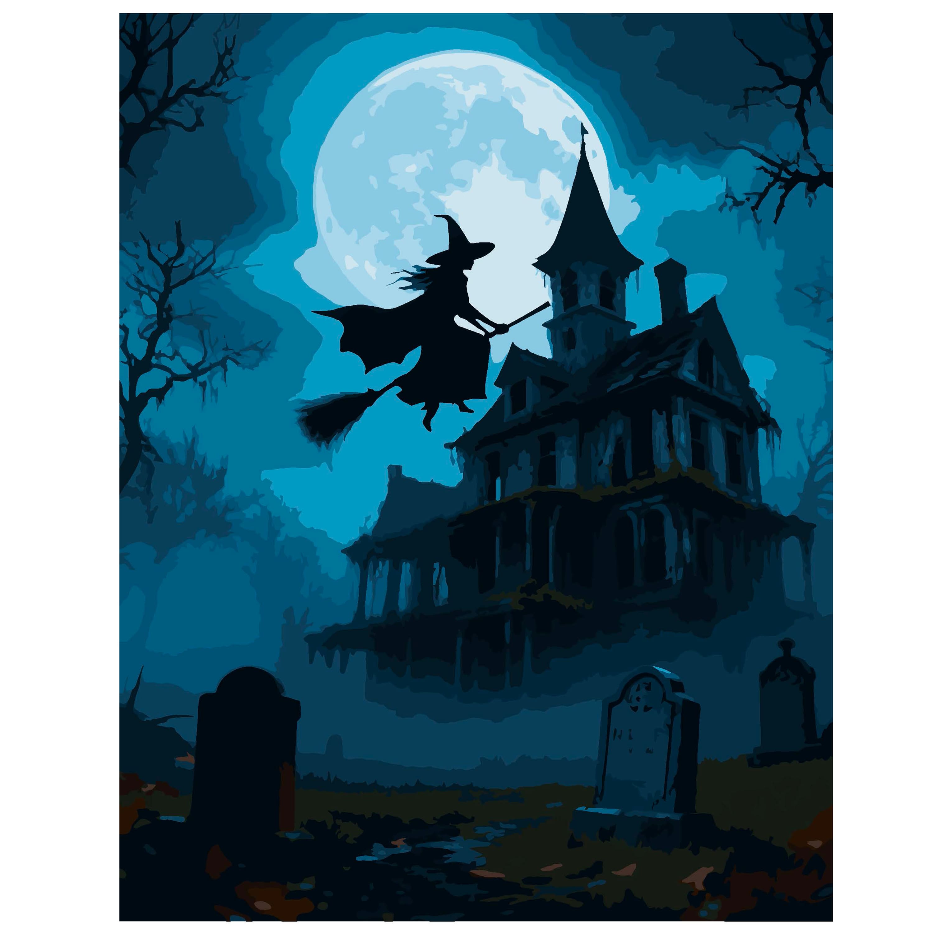 11" x 14" Witch Over the Moon Paint-by-Number Kit by Artist's Loft®