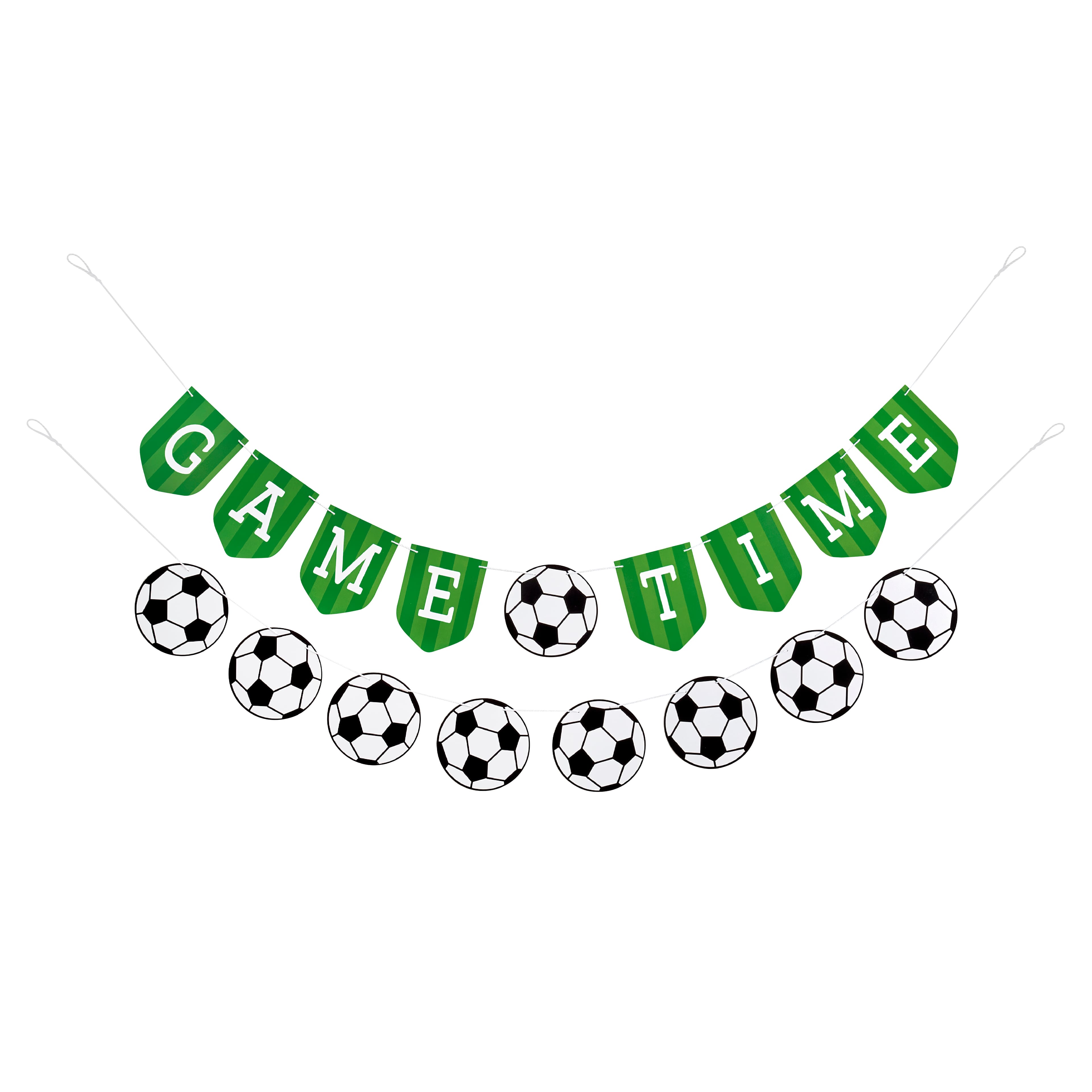 5ft. Green, Black & White Game Time Soccer Banner Set by Celebrate It™