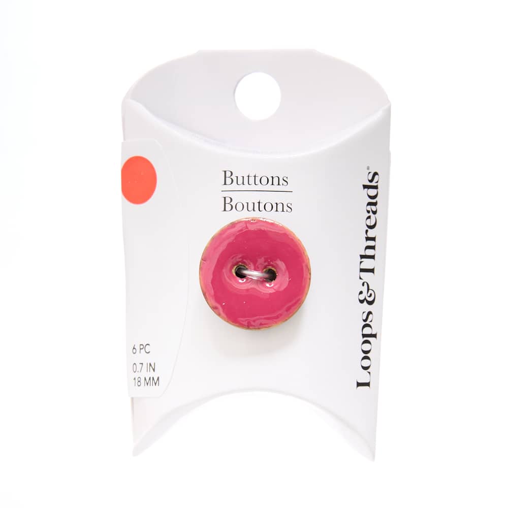 18mm Hot Pink Coconut Round Buttons, 6ct. by Loops & Threads®