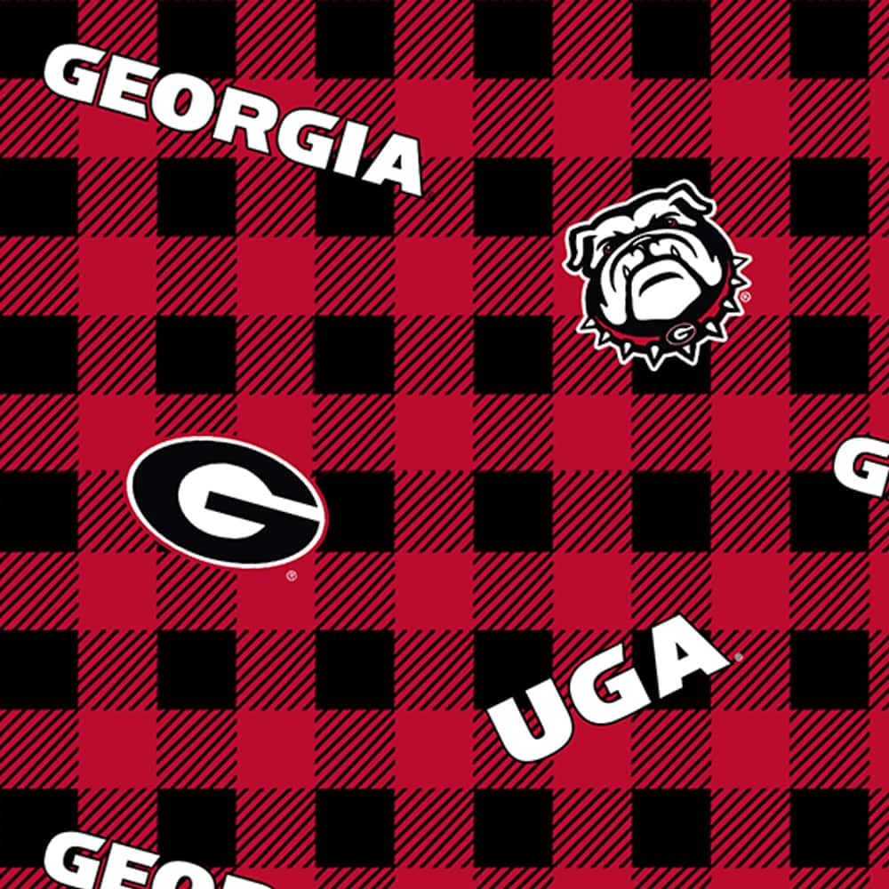 NCAA University of Georgia Bulldogs Buffalo Plaid Cotton Fabric