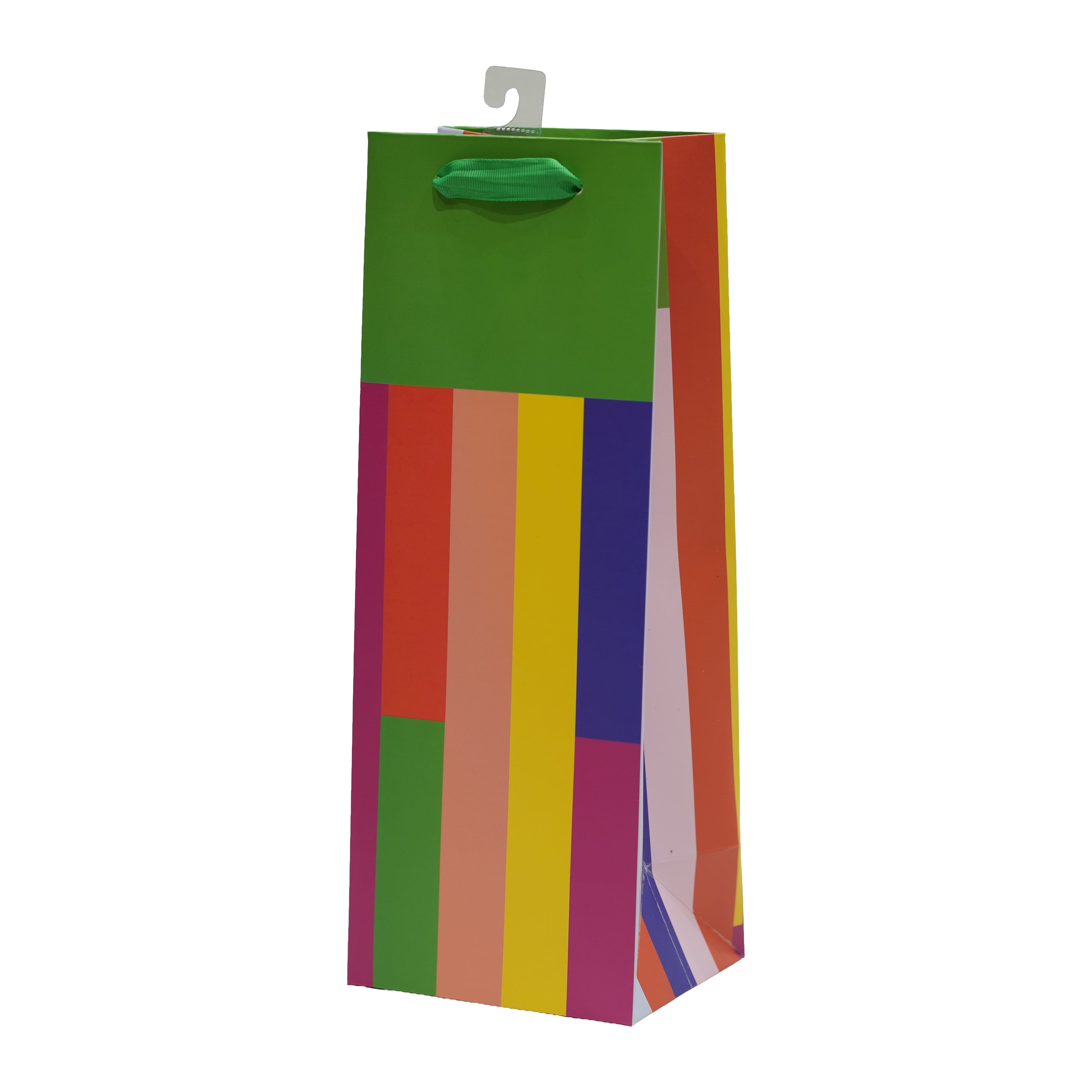 Green & Multicolor Stripes Wine Bag by Celebrate It™