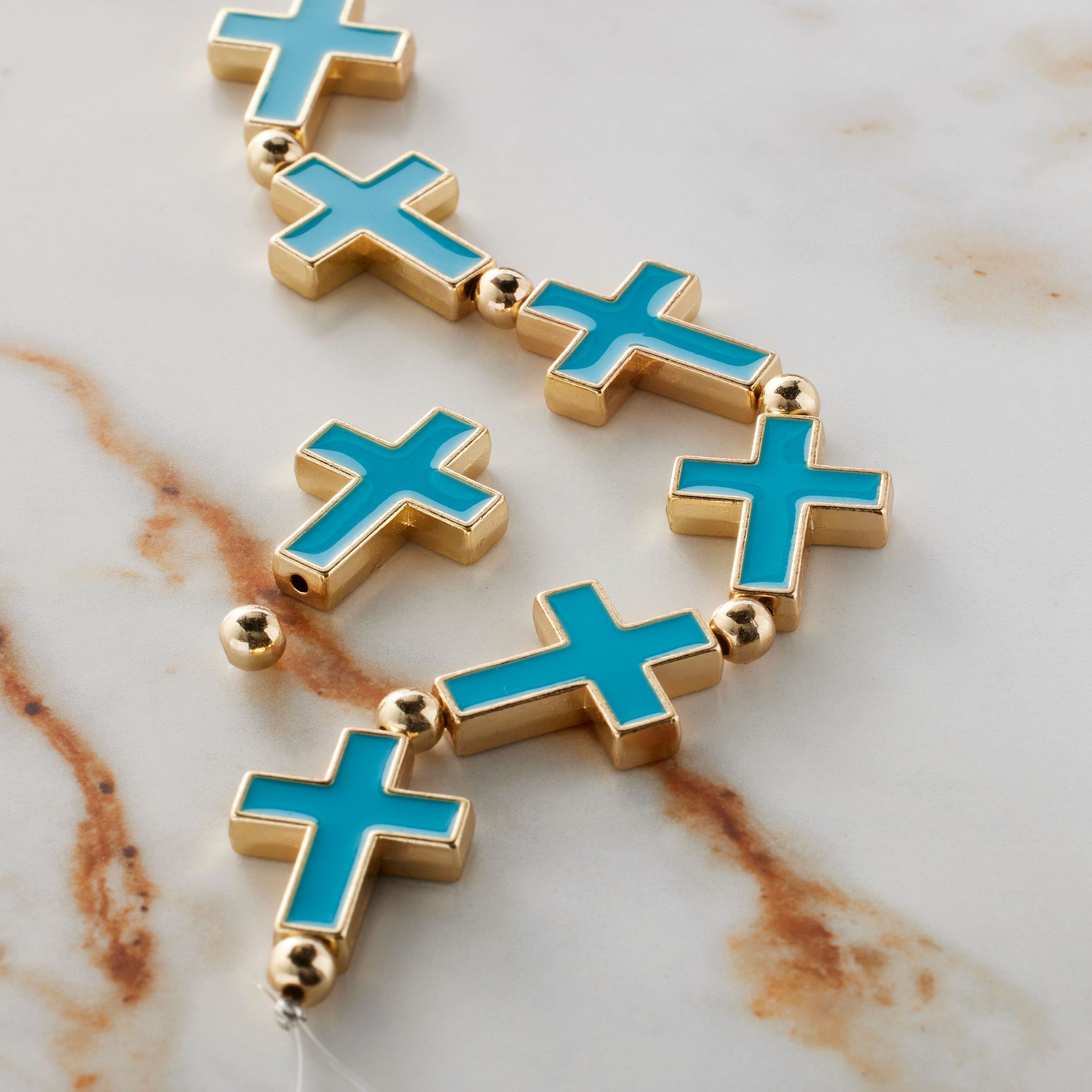 Blue Enamel Metal Cross Beads, 21mm by Bead Landing™ - Image 2