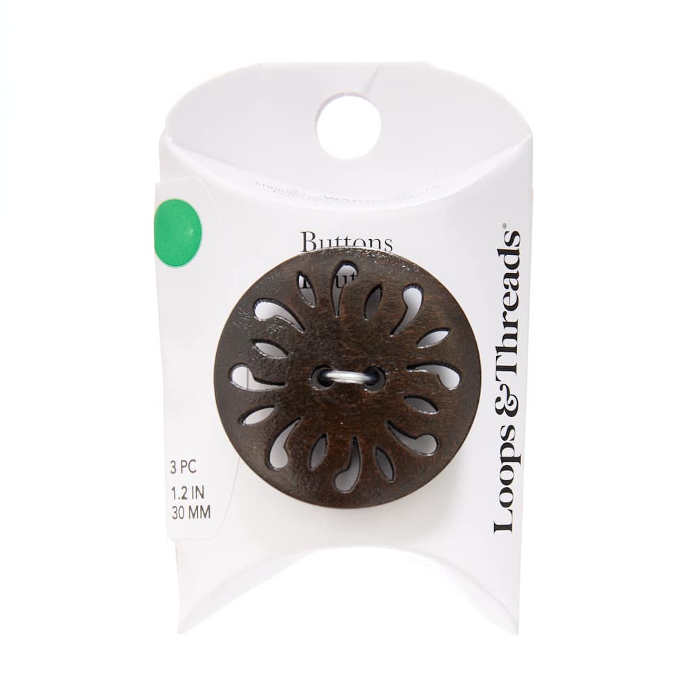 30mm Comma Engraved Round Wood Buttons, 3ct. by Loops & Threads®