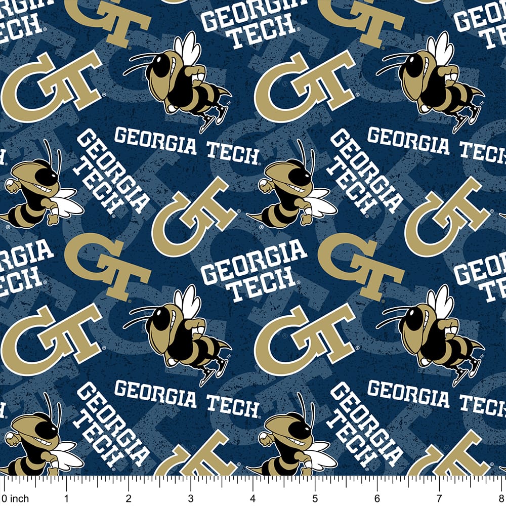 NCAA Georgia Tech University Tone-on-Tone Cotton Fabric