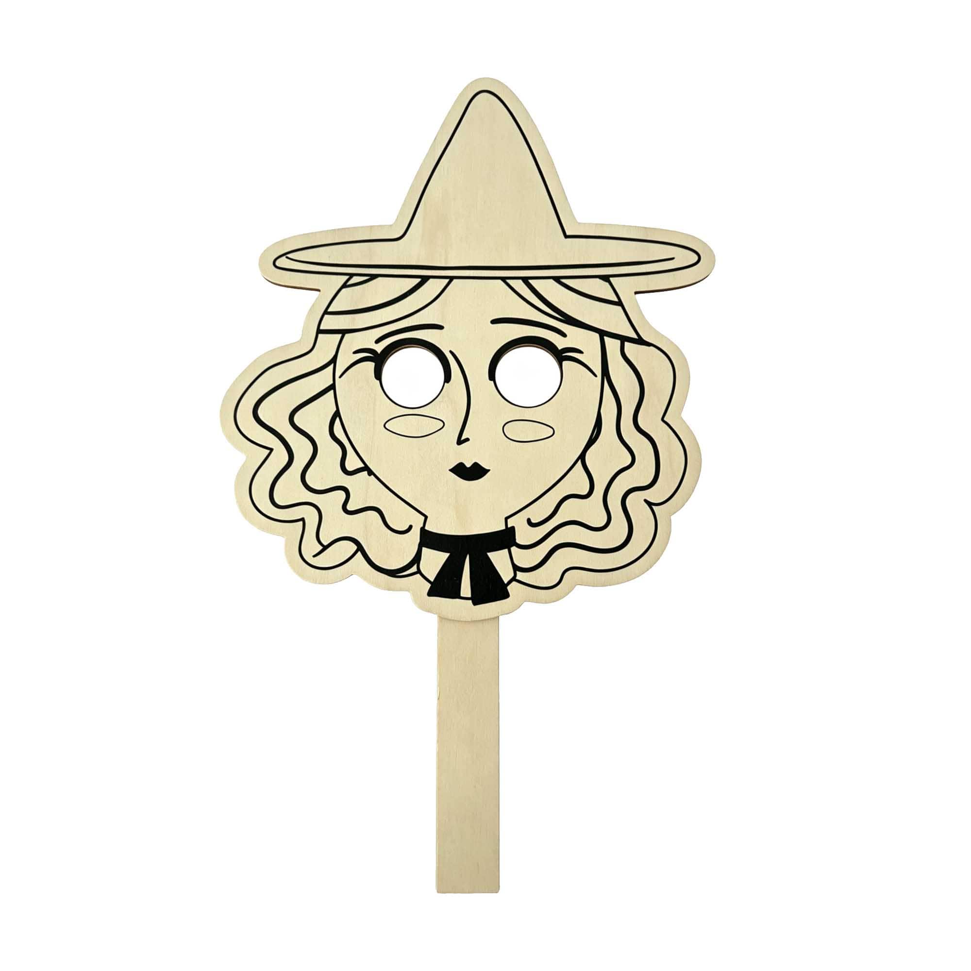 Color Your Own Wood Witch Halloween Mask by Creatology™