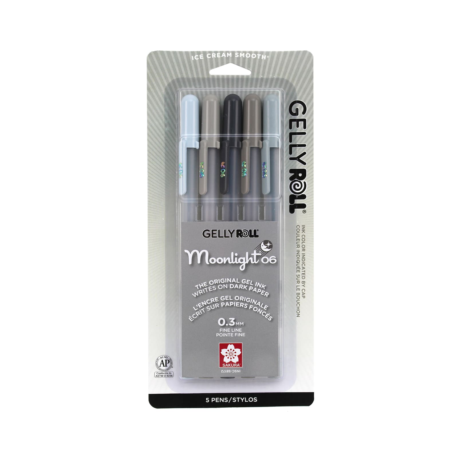 Gelly Roll® Moonlight® 06 Fine Point Gel Pen 5 Color Set, Grays