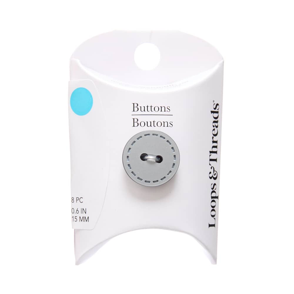 15mm Gray Stitch Edge Round Fashion Buttons, 8ct. by Loops & Threads®