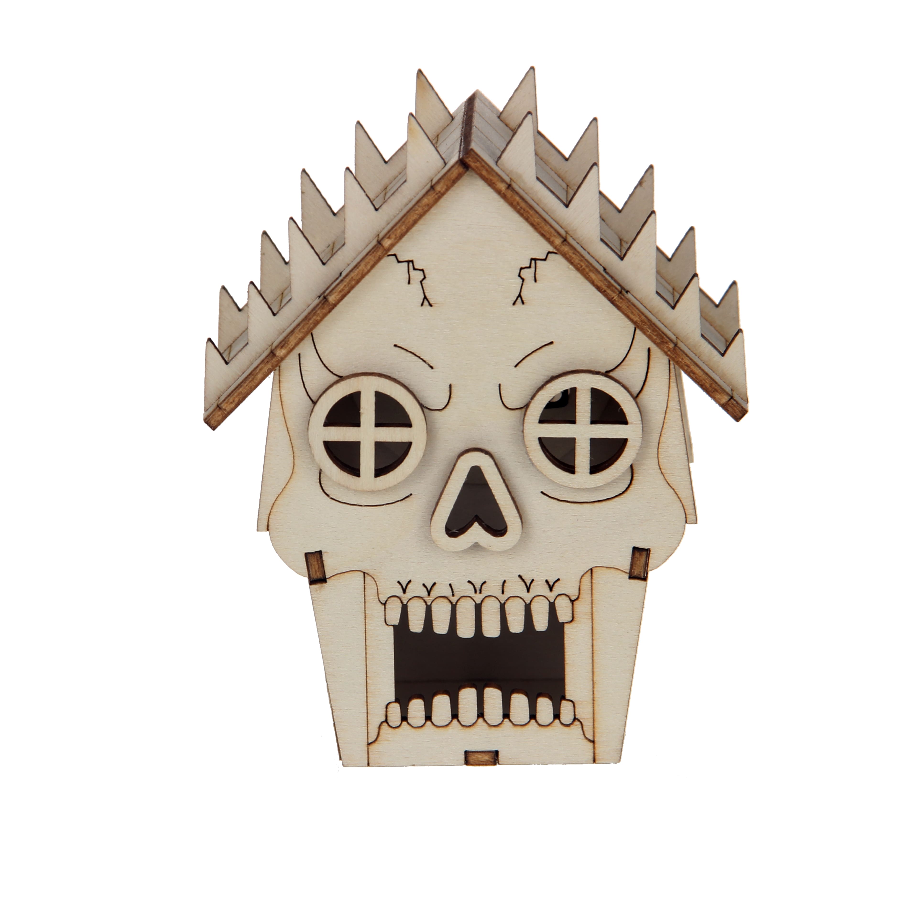 4.25" Menacing Skull Cottage DIY LED Wood Décor by Make Market®