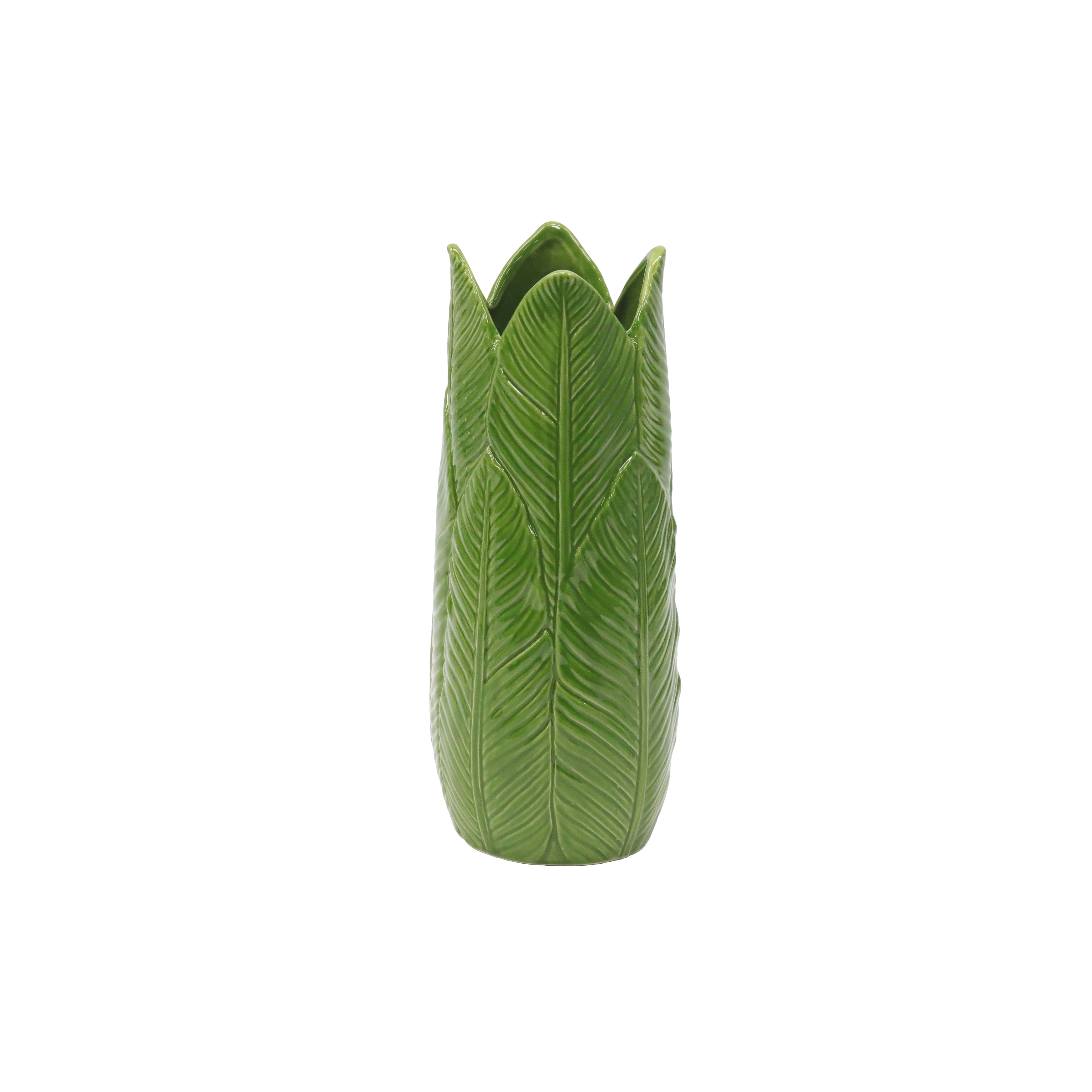 11.75" Green Ceramic Leaf Vase by Ashland®