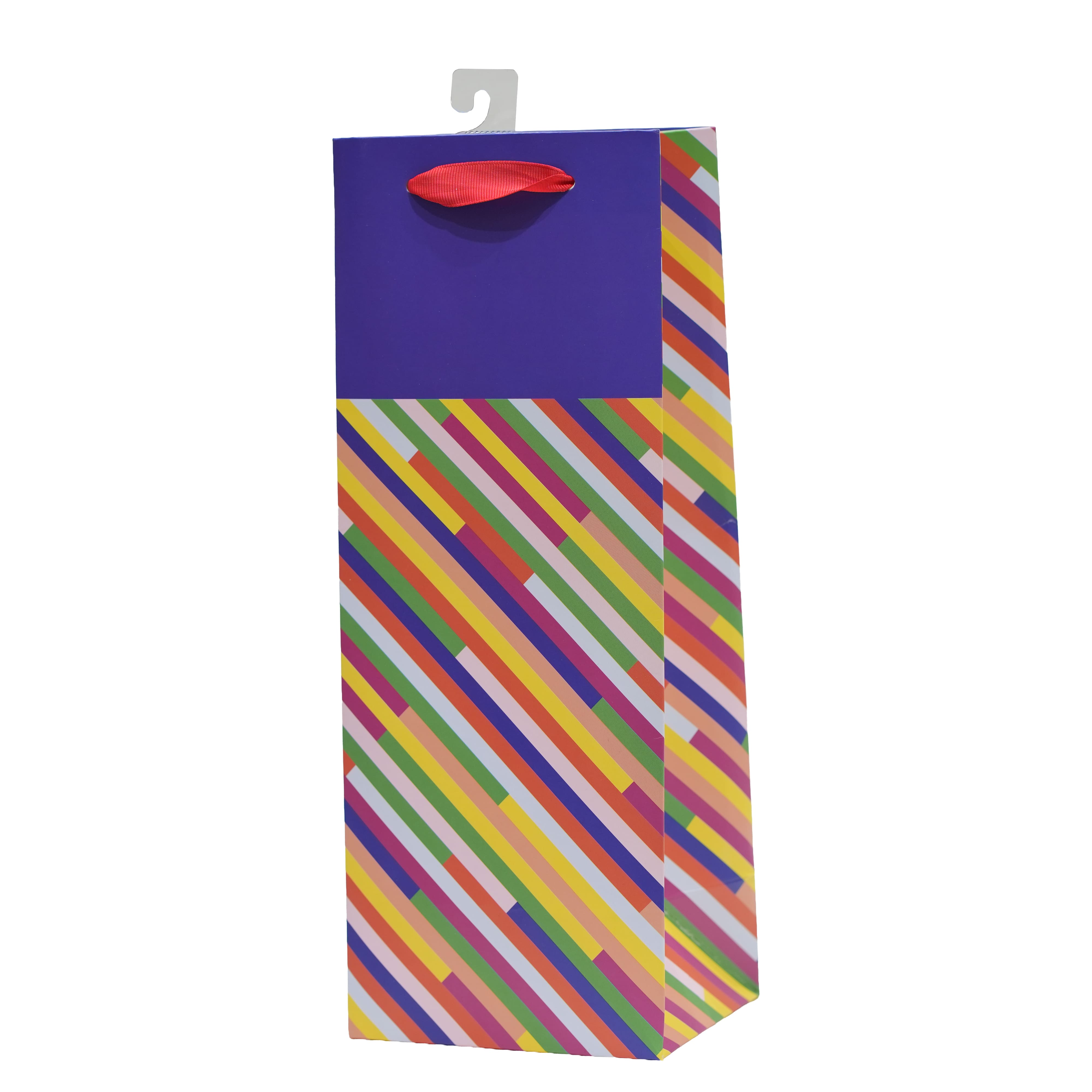 Blue & Multicolor Stripes Wine Bag by Celebrate It™