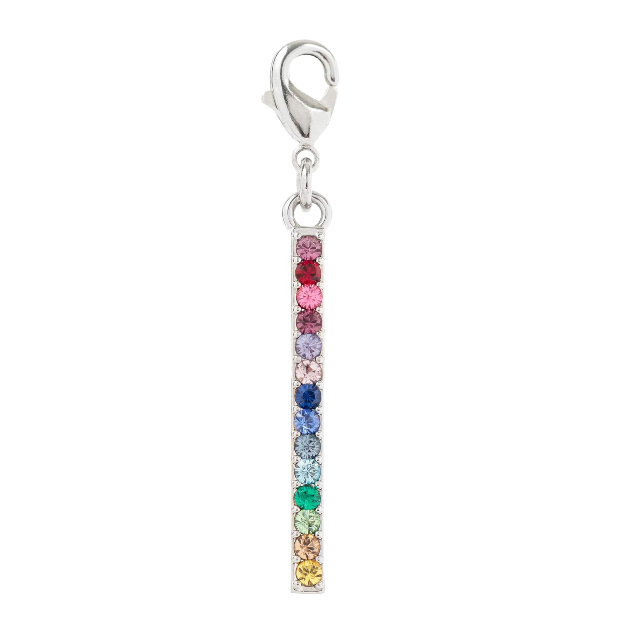 Rhodium Rainbow Bar Austrian Crystal Charm by Bead Landing™