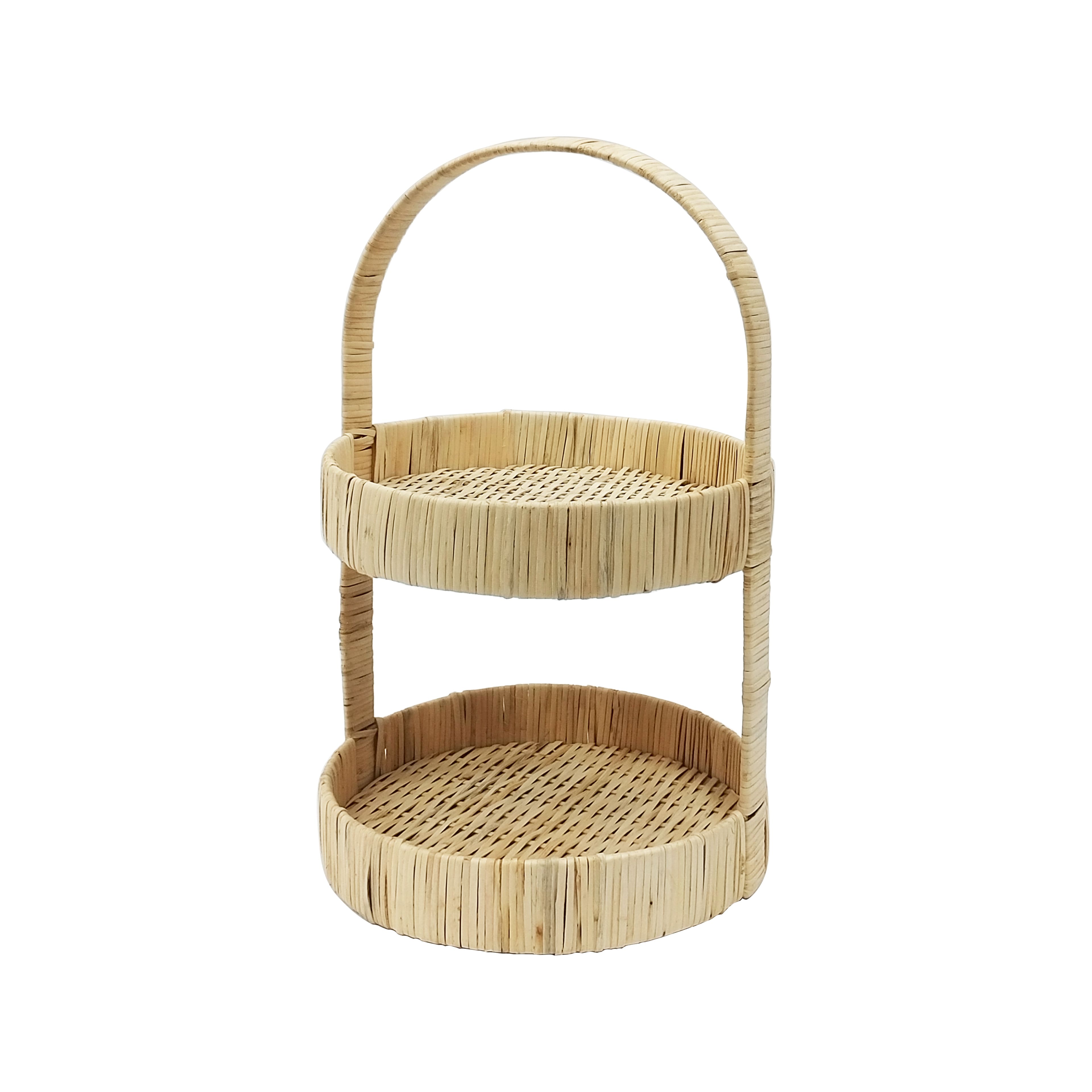 16.75" 2-Tier Rattan & Bamboo Tray by Ashland®