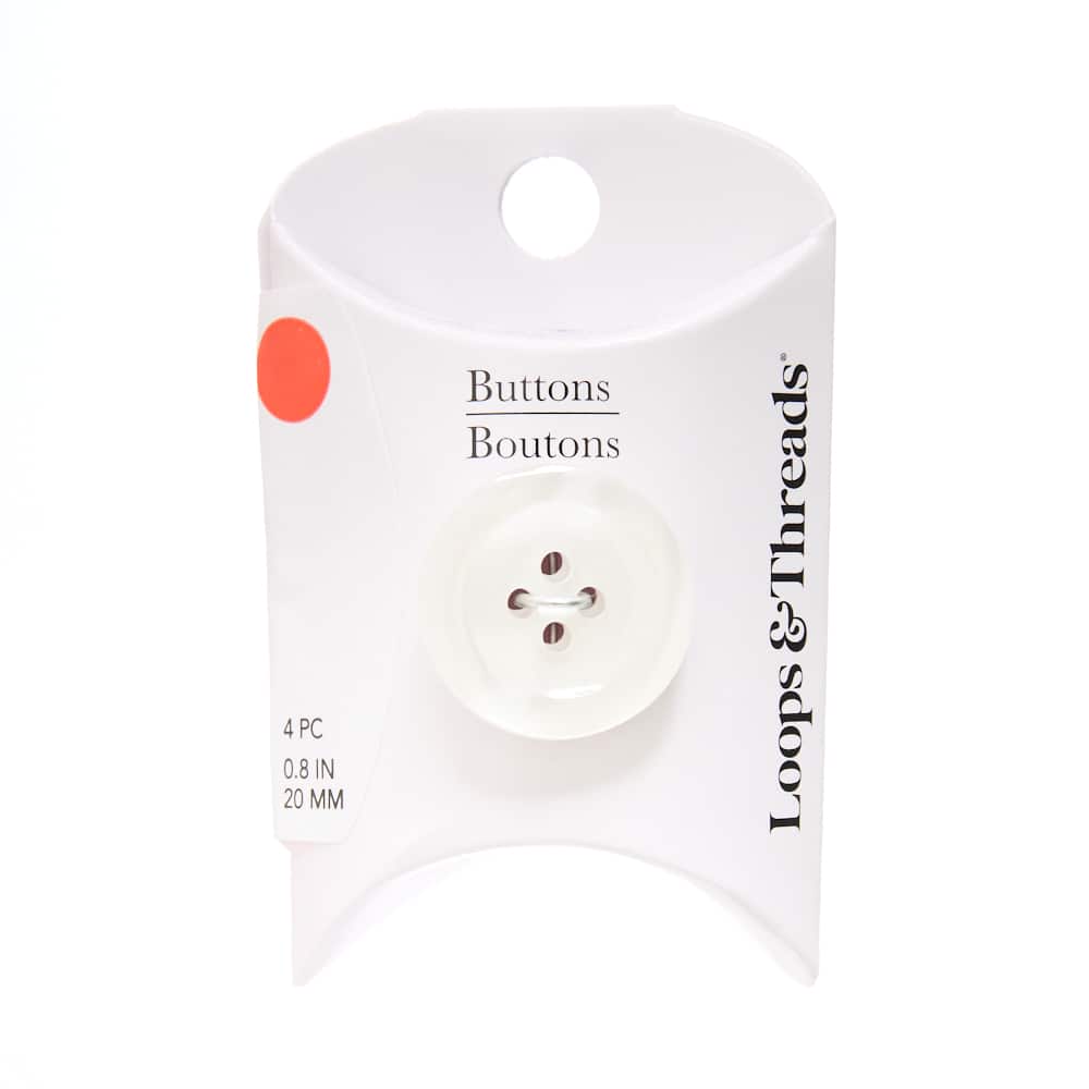 30mm Round White Shirt Buttons, 4ct. by Loops & Threads®