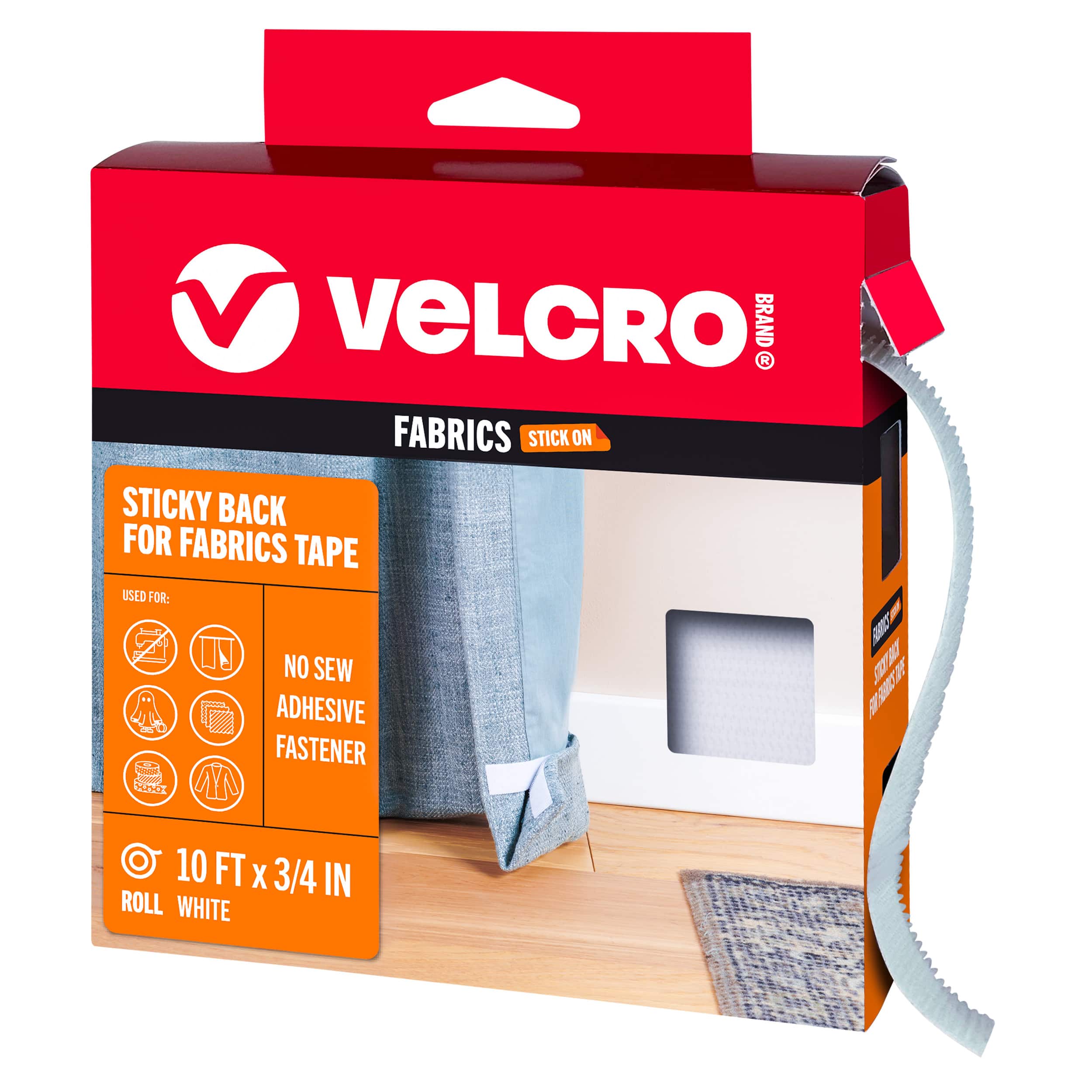 VELCRO® Brand 3/4" x 10ft. White Sticky Back for Fabrics Tape