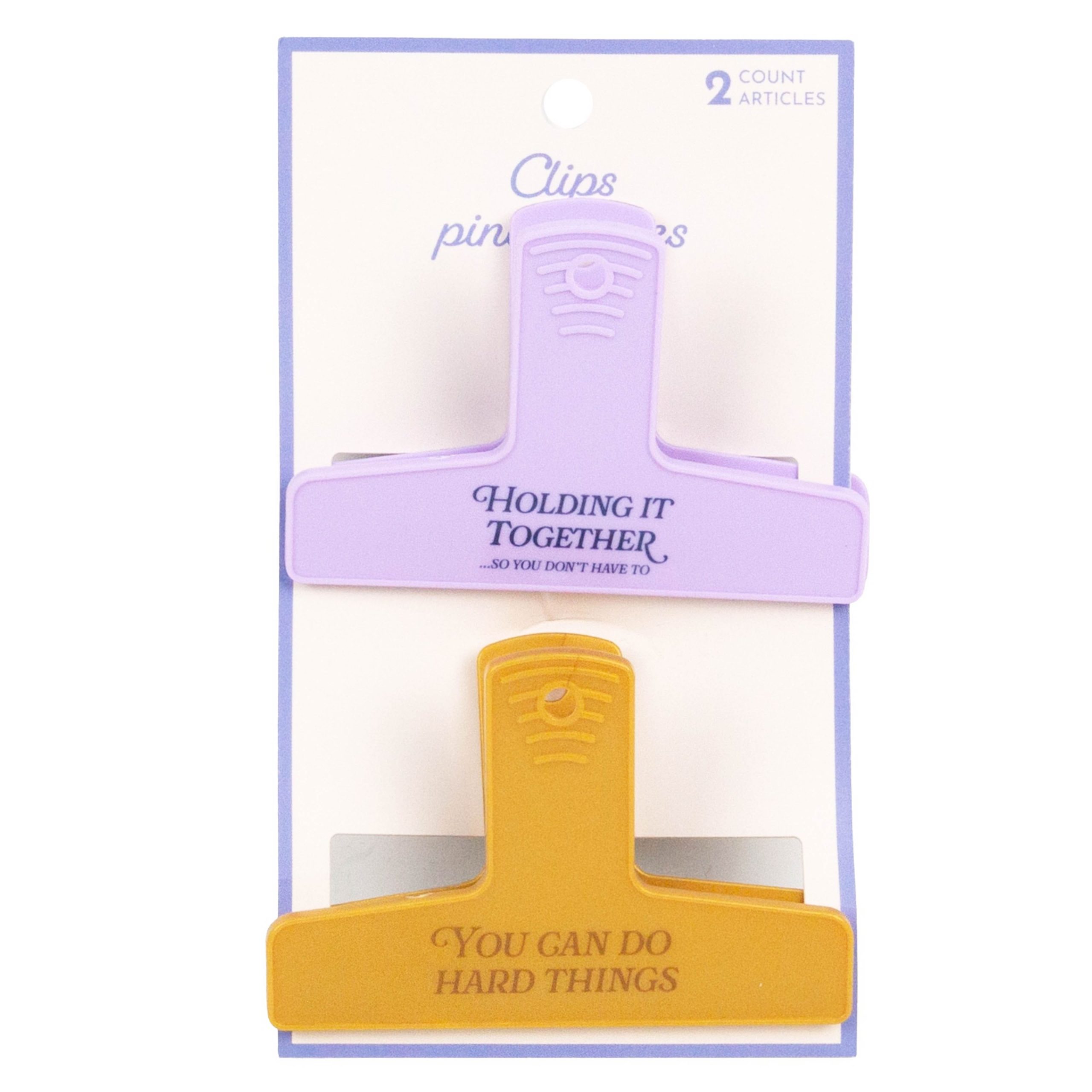 Mother's Day Holding It Together & Hard Things Large Plastic Clips, 2ct.