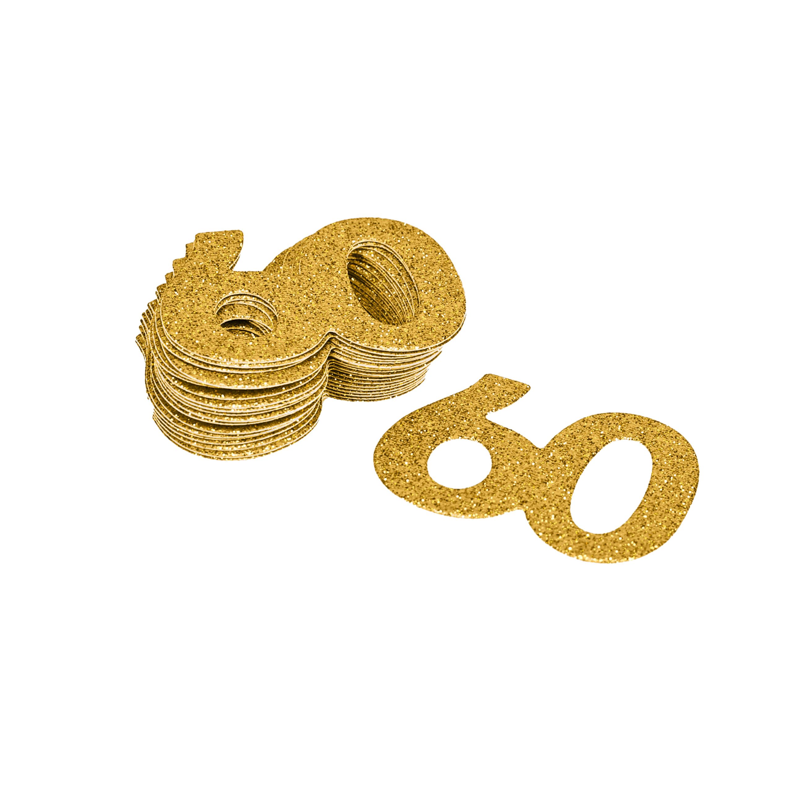 2" Gold 60 Glitter Confetti, 20ct. by Celebrate It™ - Image 3